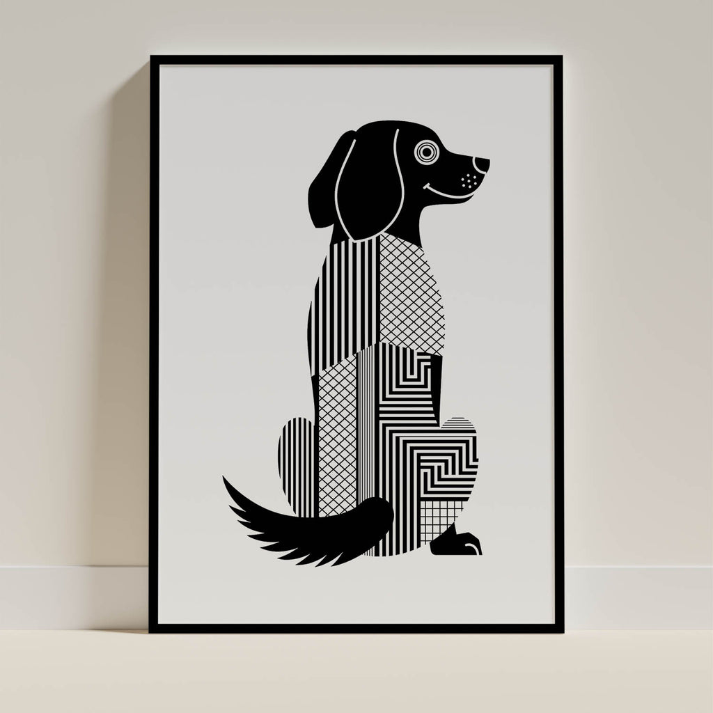 Flat Coated Retriever Geometric Line Art mockup