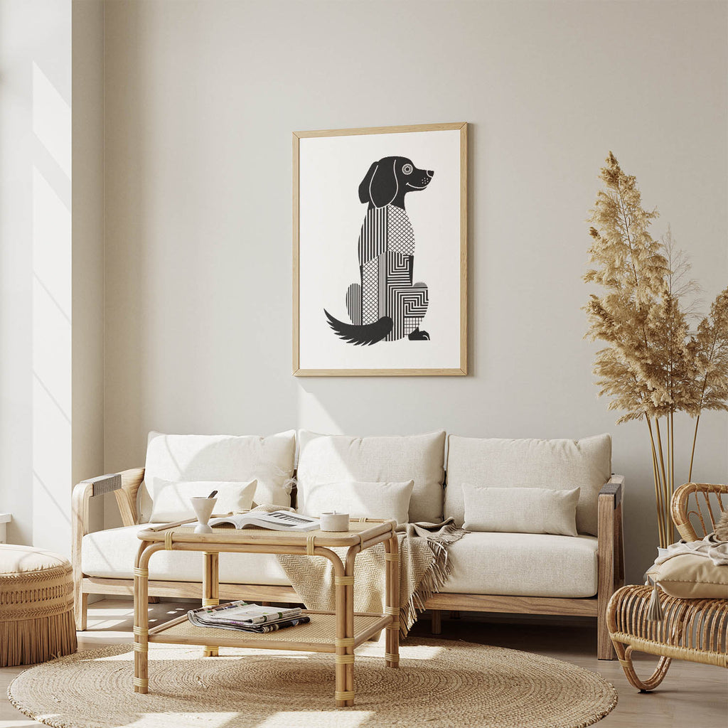 Flat Coated Retriever Geometric Line Art mockup