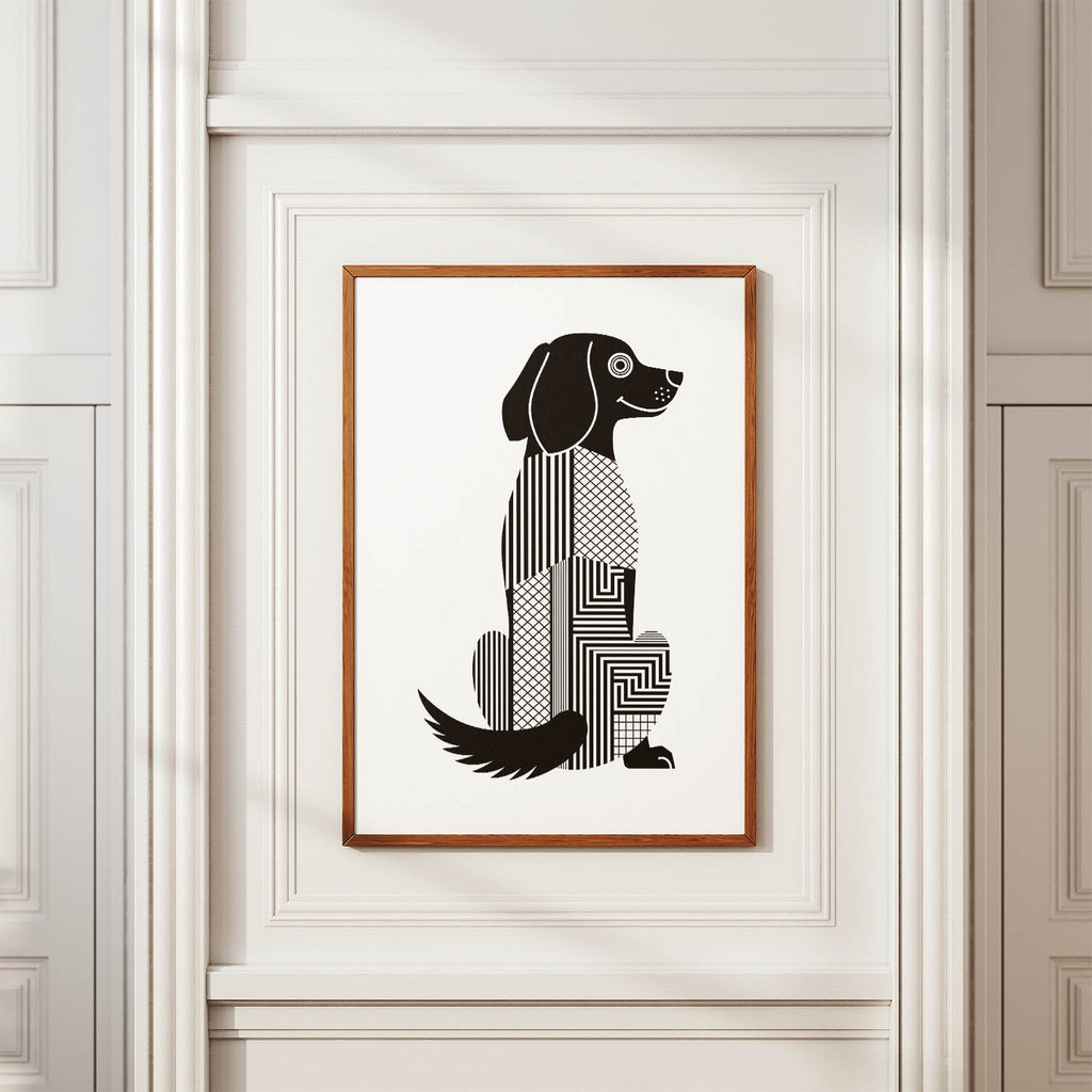 Flat Coated Retriever Geometric Line Art mockup