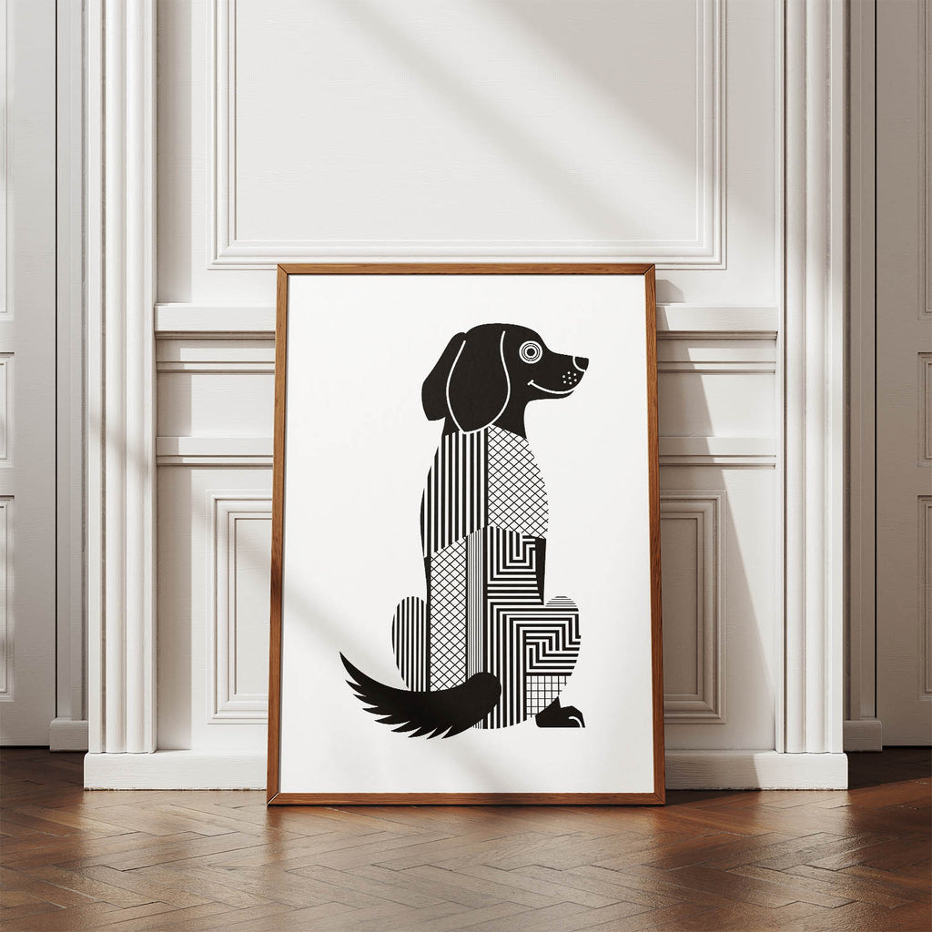 Flat Coated Retriever Geometric Line Art mockup