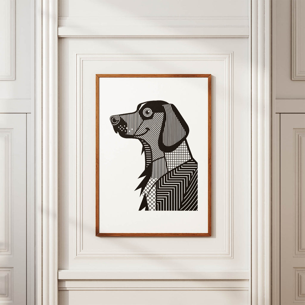 Flat Coated Retriever Geometric Line Art mockup
