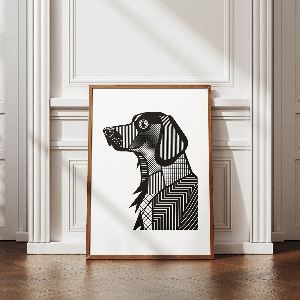 Flat Coated Retriever Geometric Line Art mockup