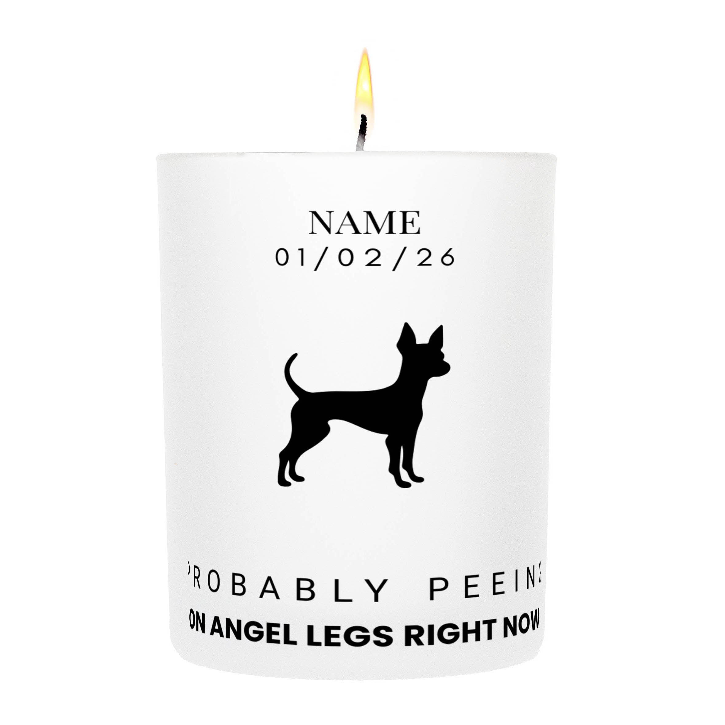 Fox Terrier – Probably Peeing on Angel Legs Right Now Custom Candle