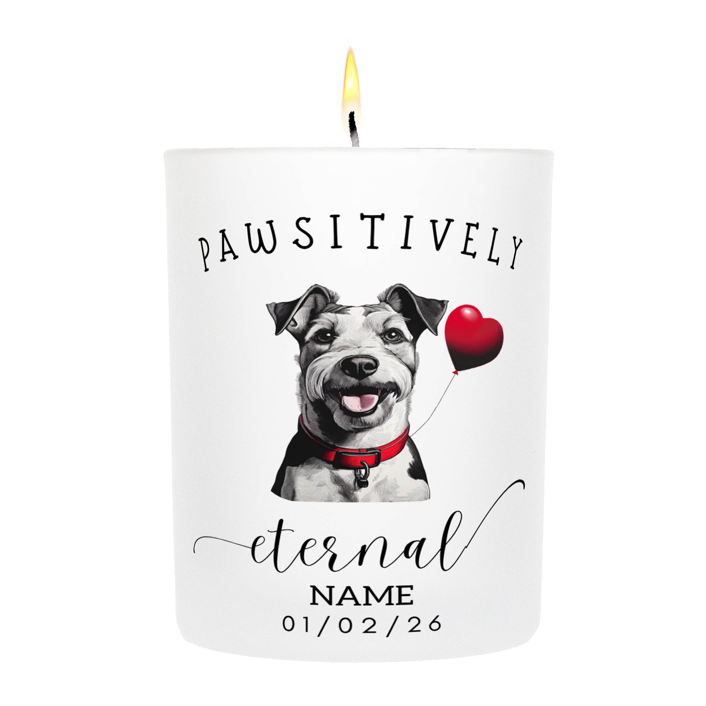 Fox Terrier In Memory Custom Pawsitively Eternal Candle White