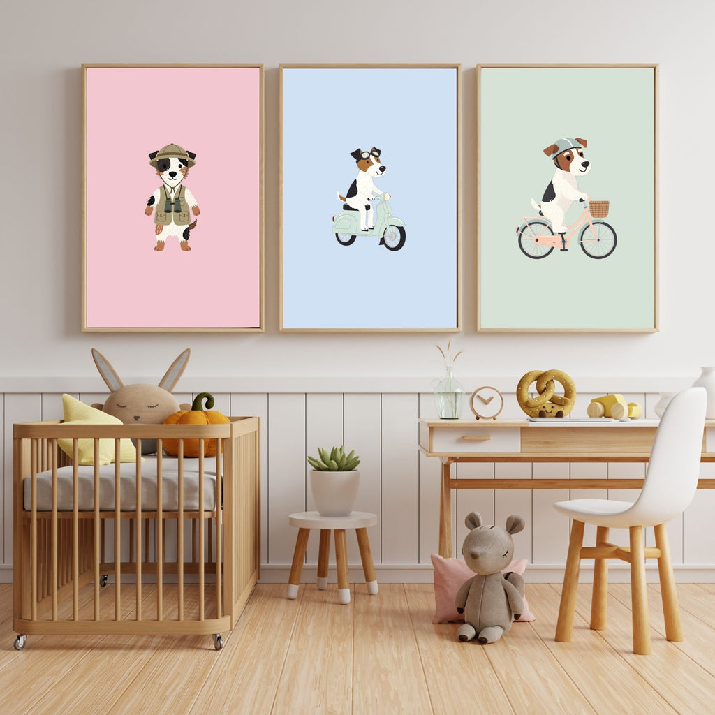 Fox Terrier Kids Nursery Wall Art Print Bundle — 22 Dog Costume Designs, 5 Colours, 6 Print Sizes | Digital Download