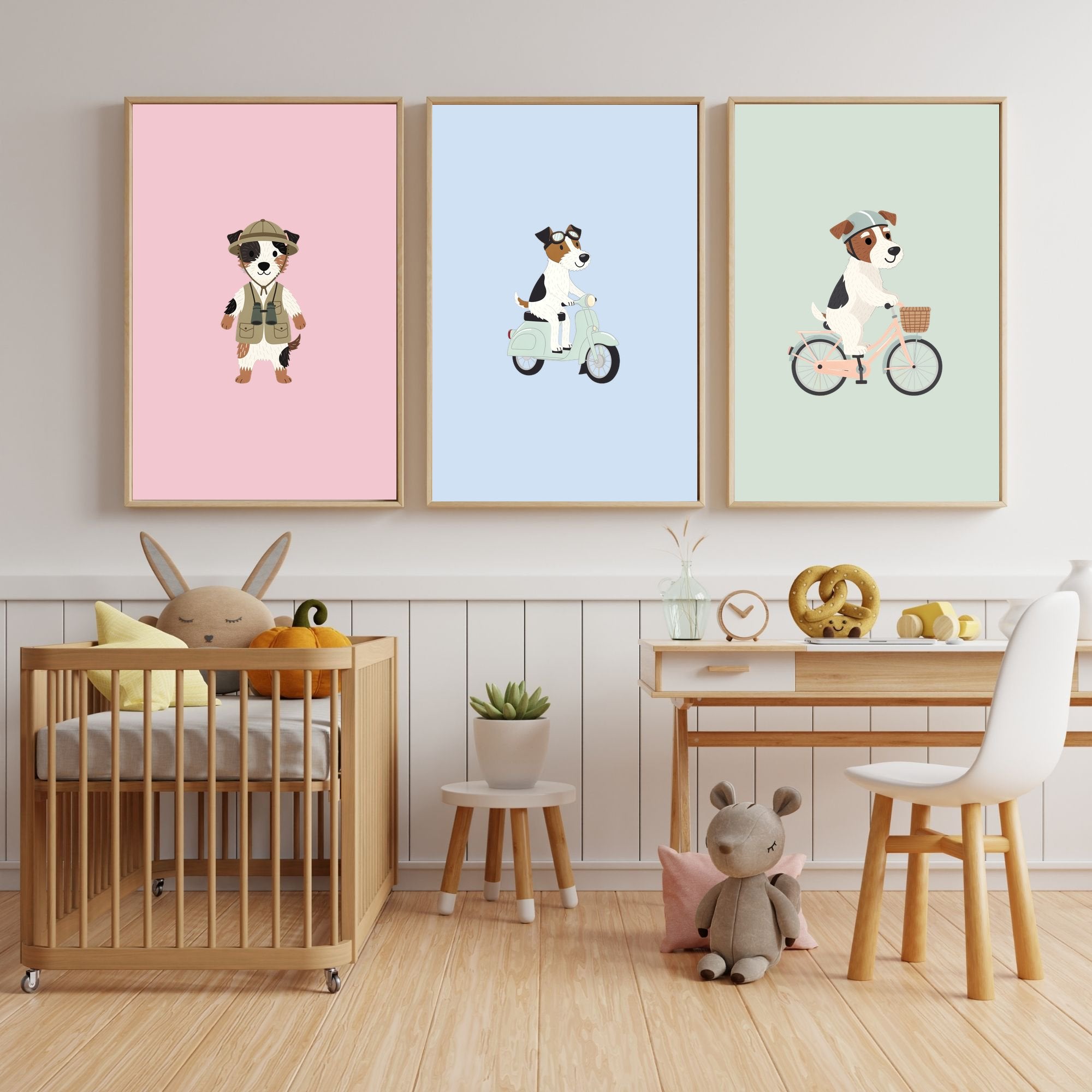 Fox Terrier Kids Nursery Wall Art Print Bundle — 22 Dog Costume Designs, 5 Colours, 6 Print Sizes | Digital Download