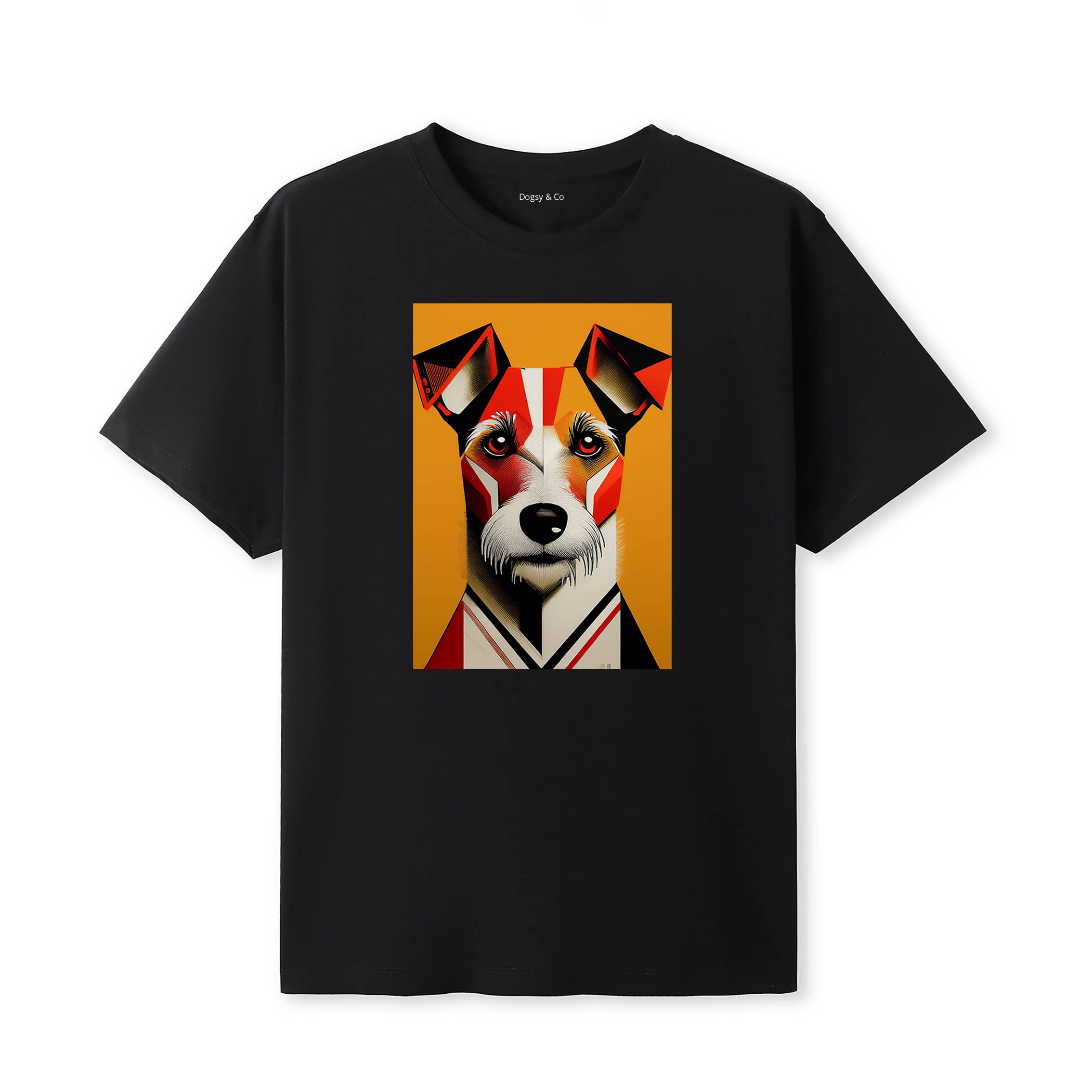 Fox Terrier Retro Geo Orange Dog T-Shirt | Dogsy & Co