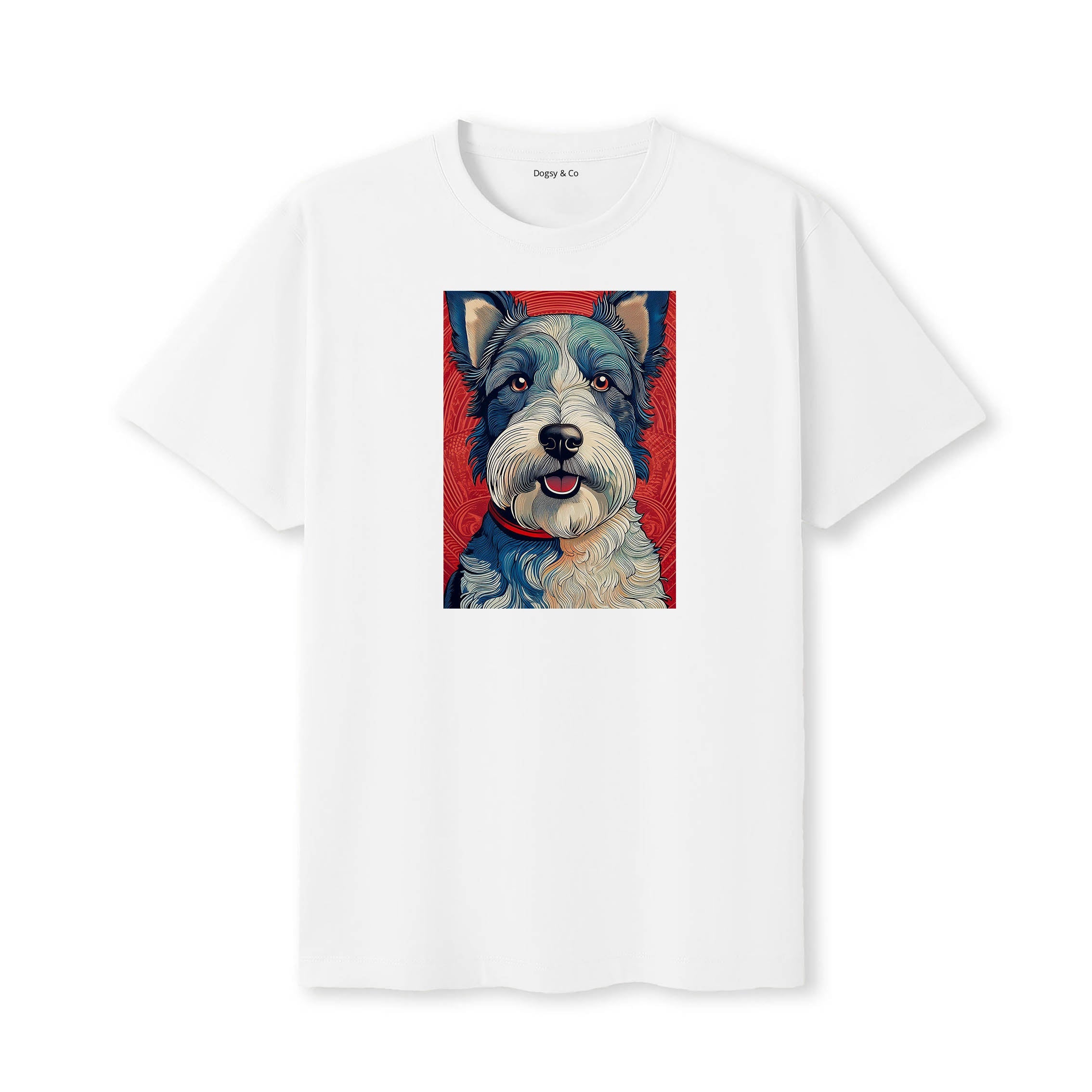 Fox Terrier Hokusai Dog Portrait T-Shirt White