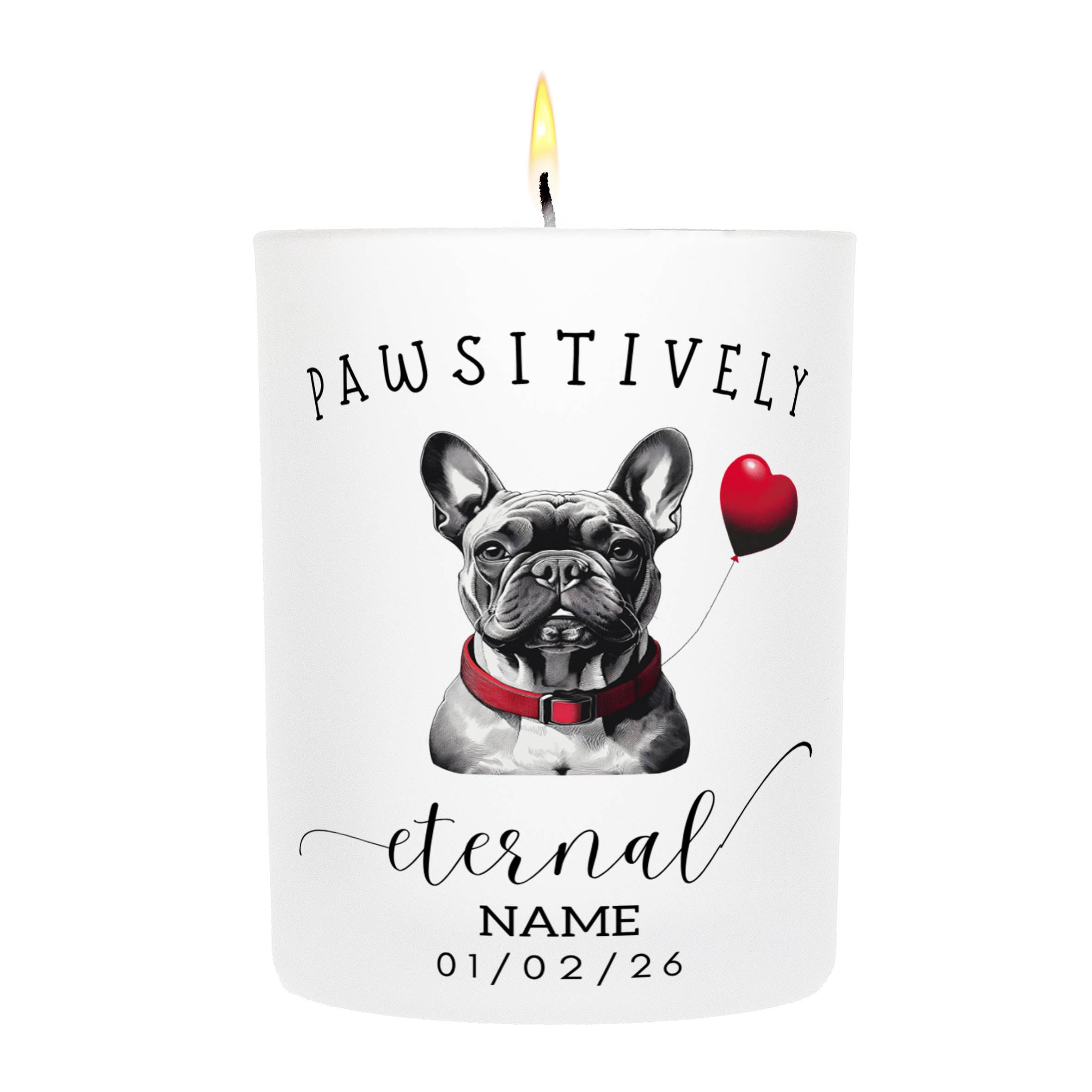 French Bulldog In Memory Custom Pawsitively Eternal Candle White
