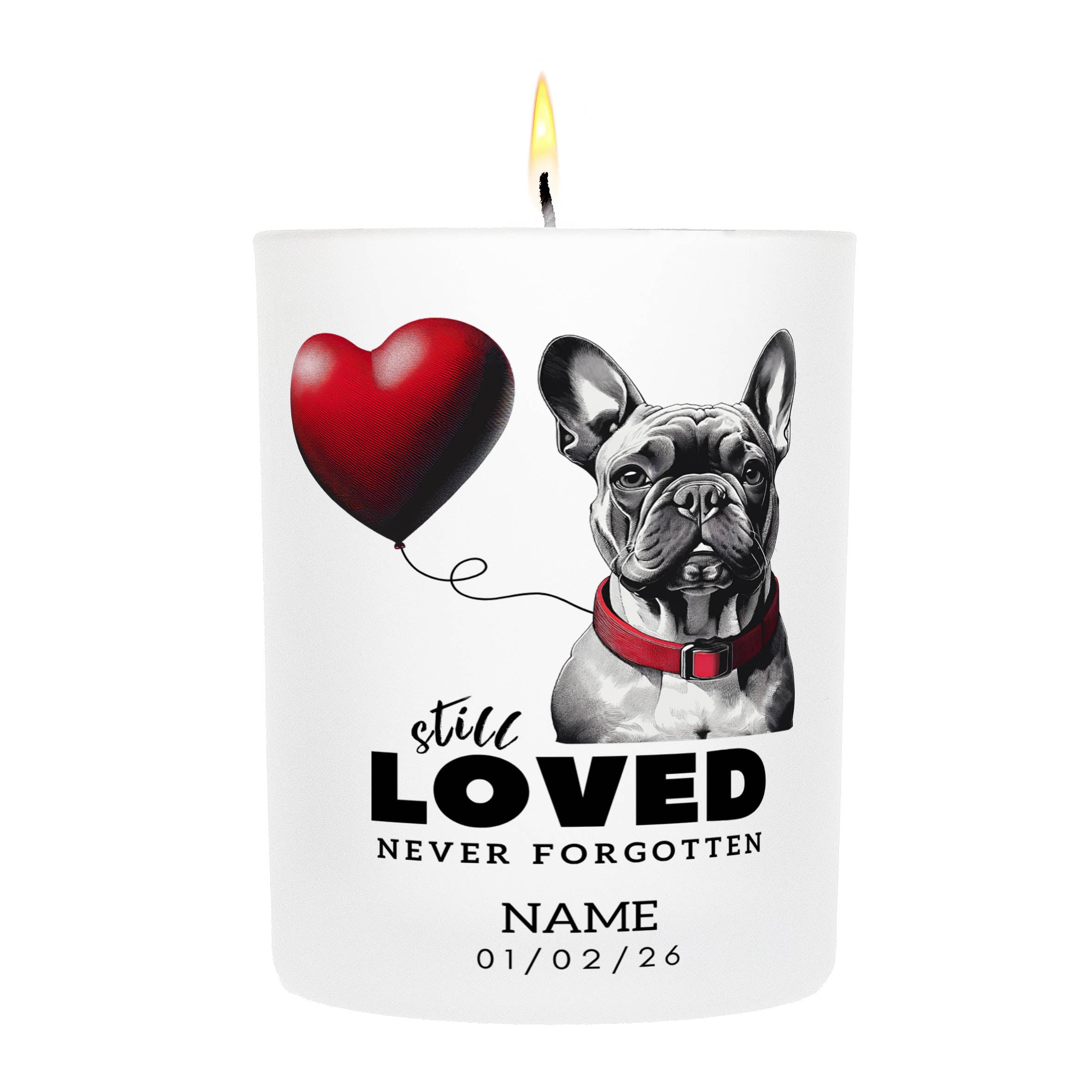 French Bulldog No Leash No Limits Just Love Custom Candle