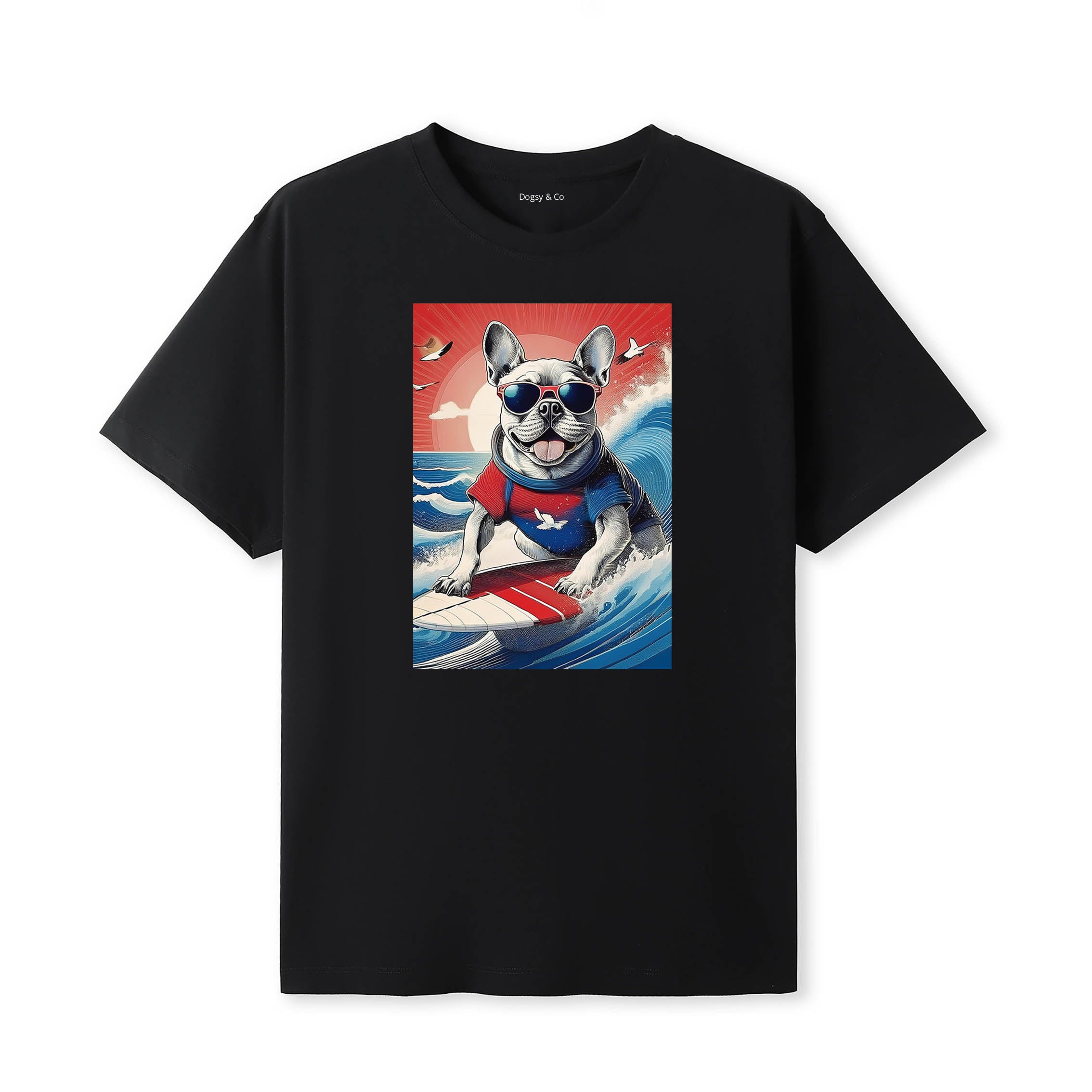 French Bulldog 1 Surfer Hokusai Dogs T-Shirt Artwork