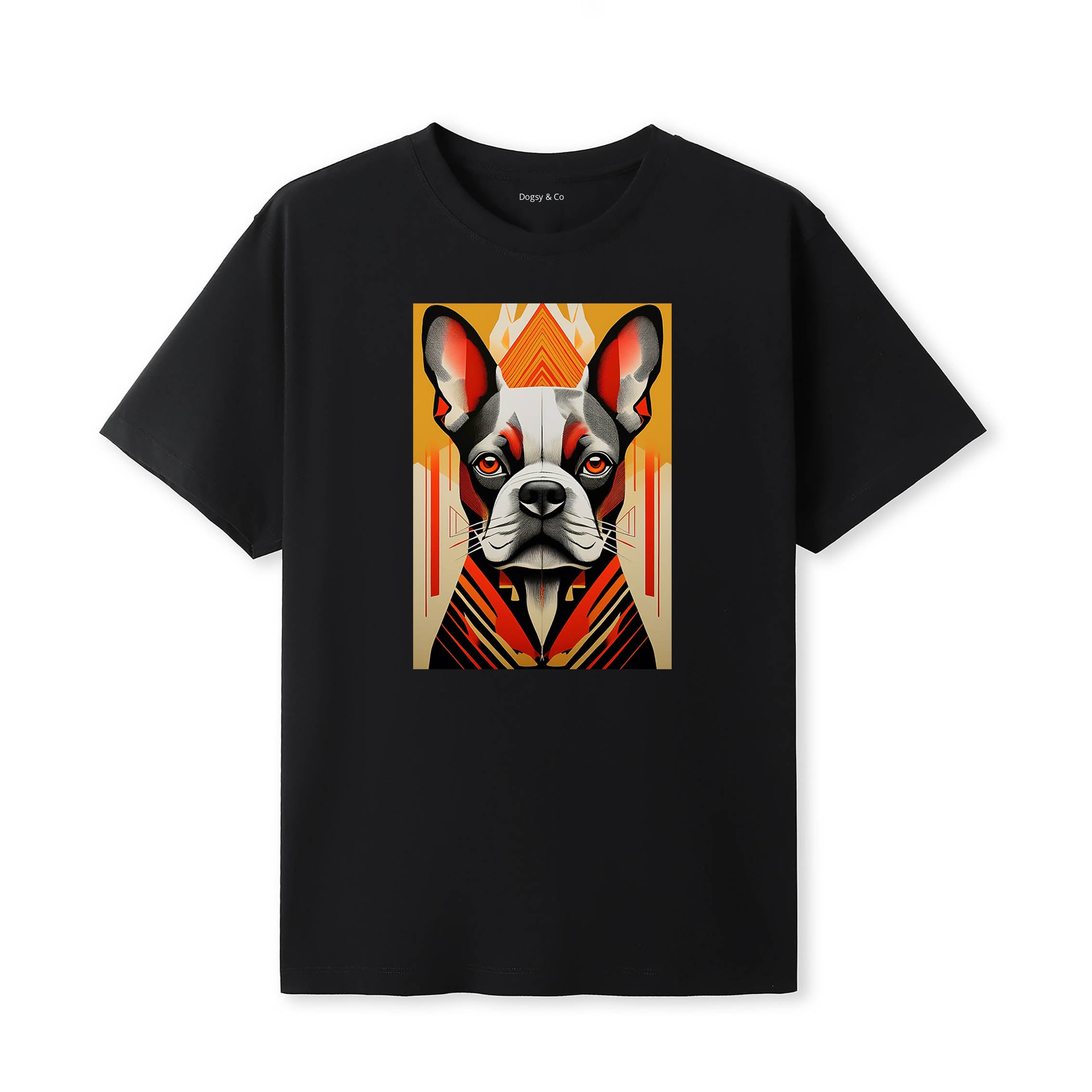 French Bulldog Retro Geo Orange Dog T-Shirt | Dogsy & Co
