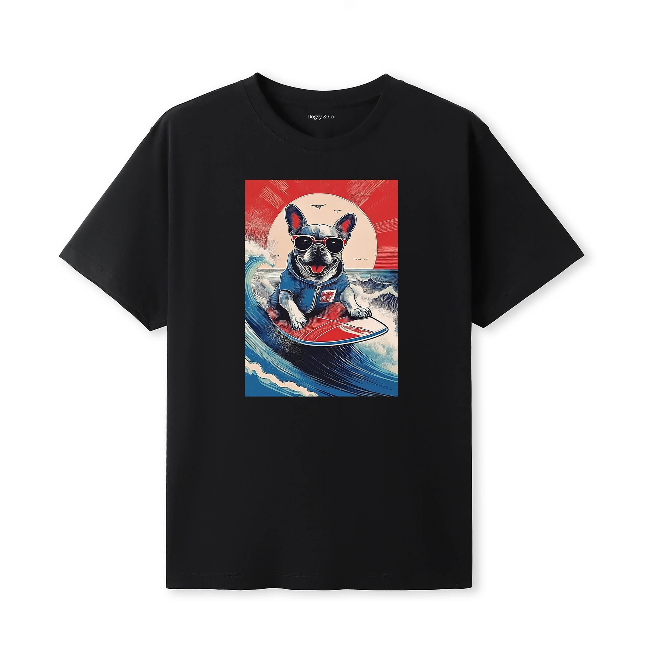 French Bulldog 2 Surfer Hokusai Dogs T-Shirt Artwork