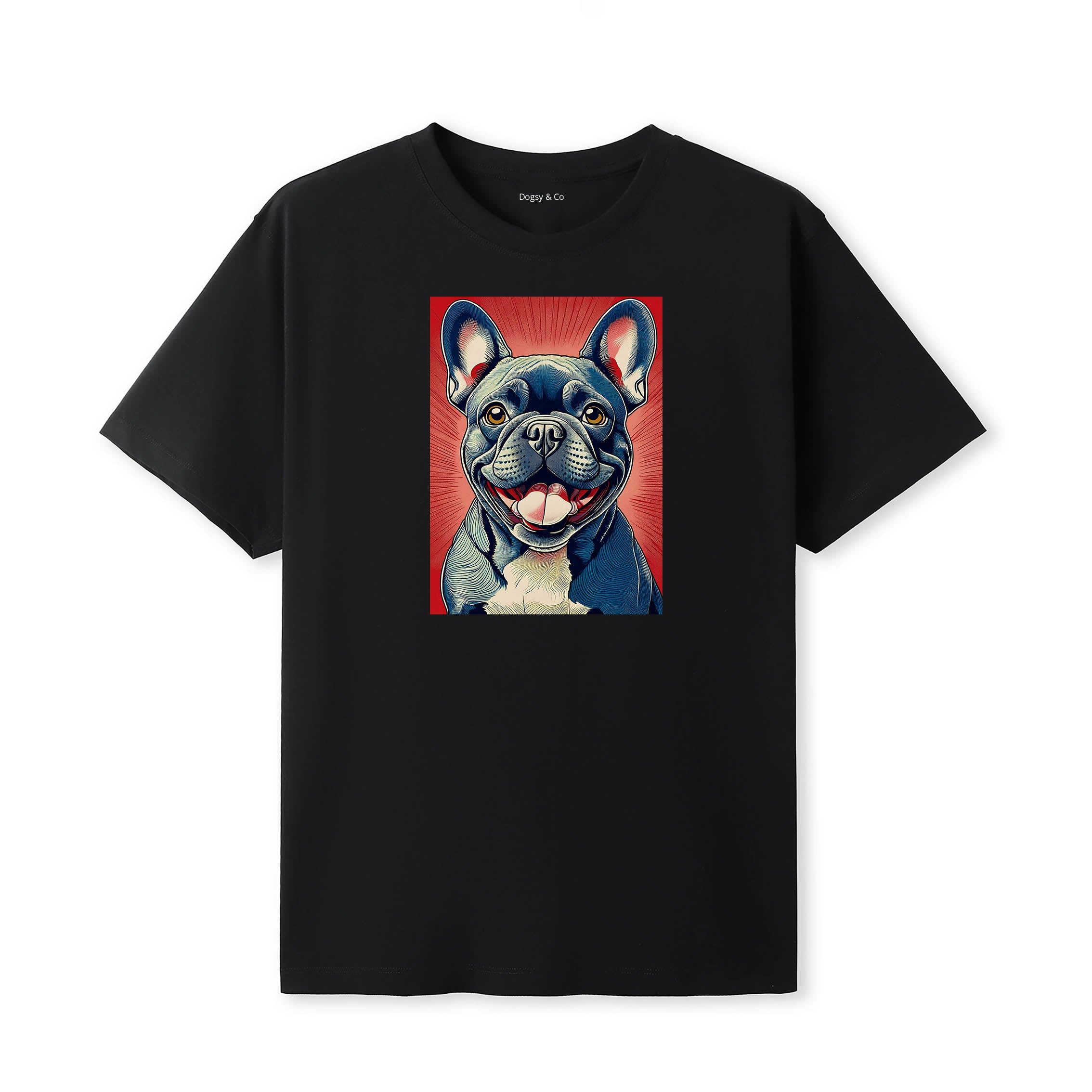 French Bulldog Hokusai Dog Portrait T-Shirt Black