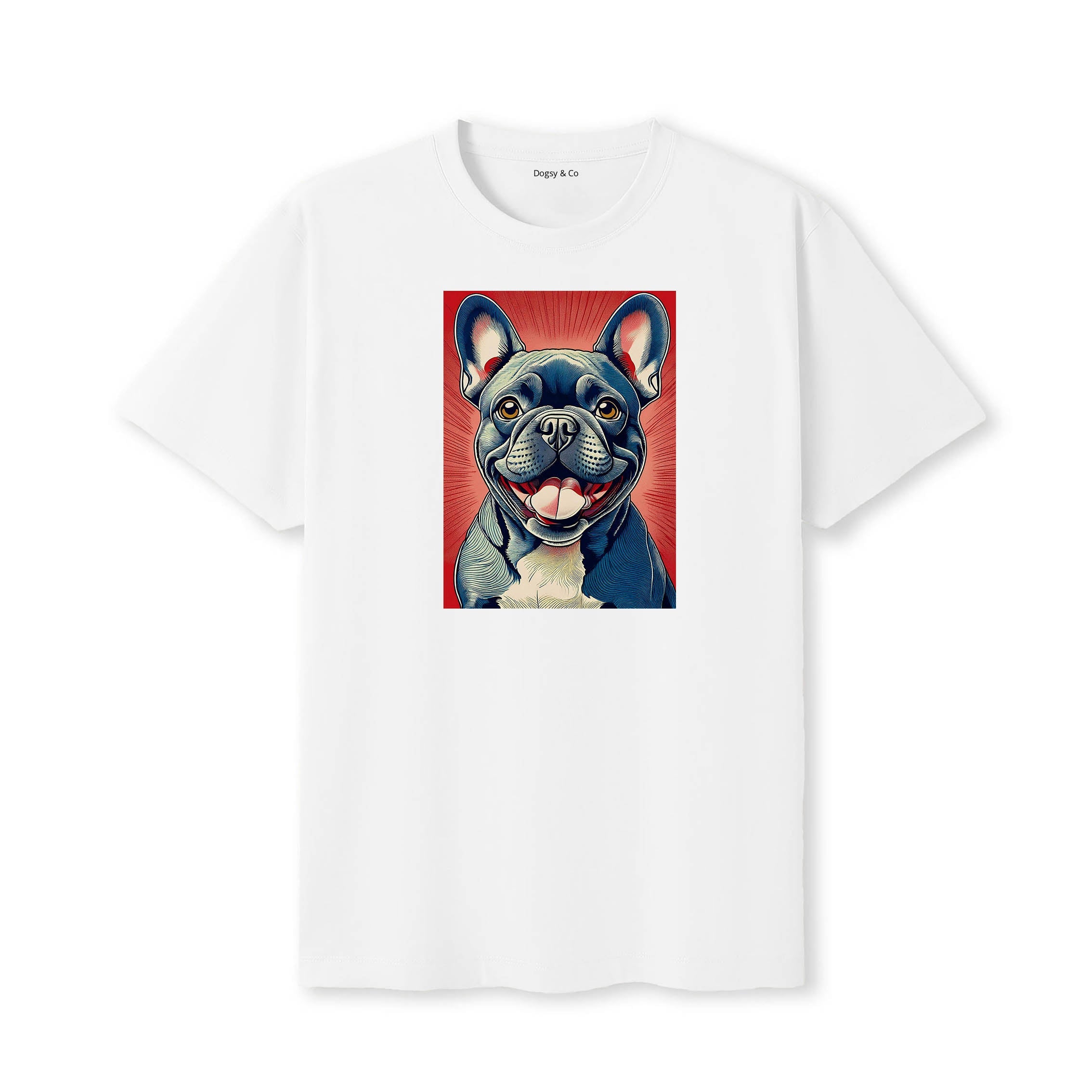 French Bulldog Hokusai Dog Portrait T-Shirt White
