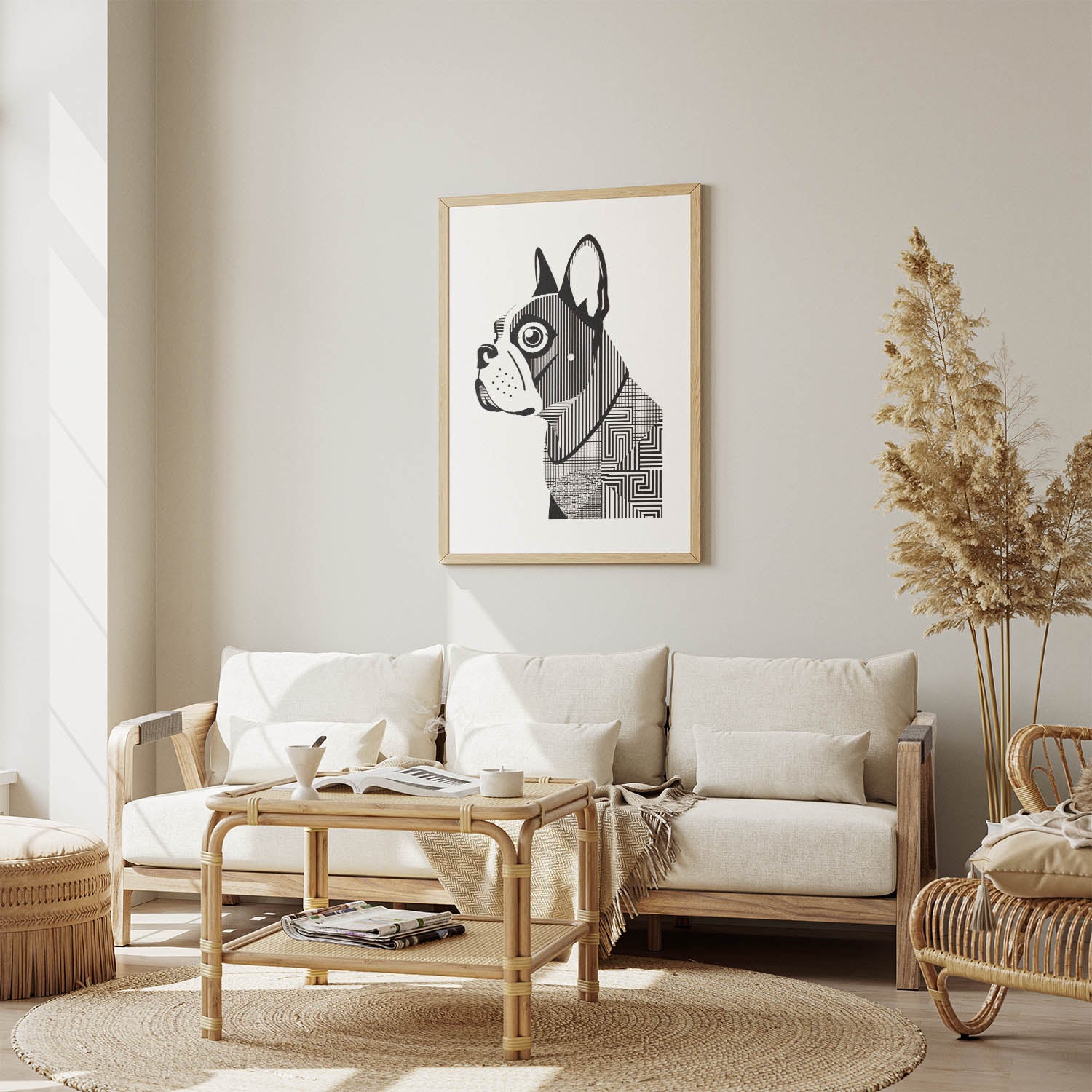 French Bulldog Geometric Line Art mockup
