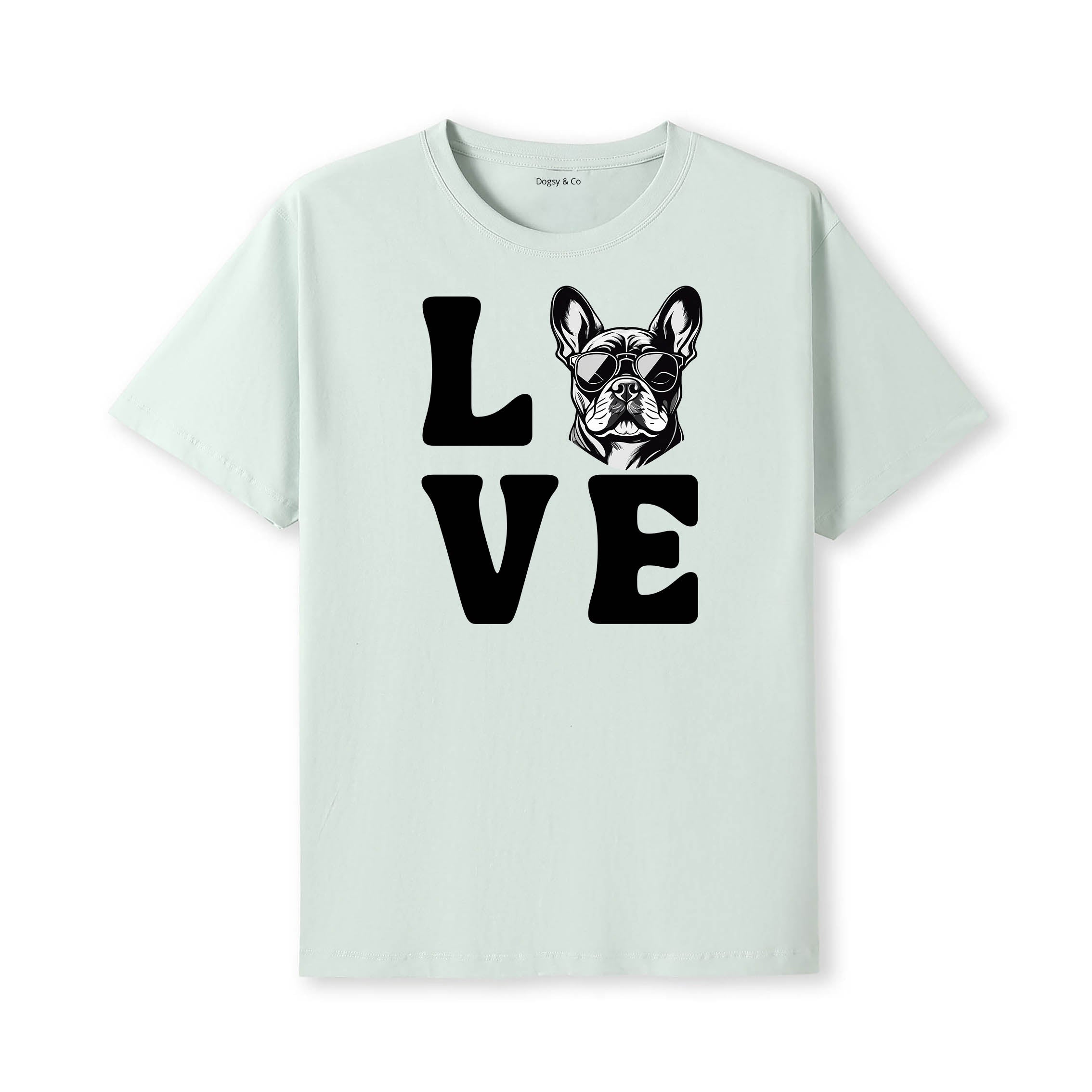 French Bulldog LOVE DOGS Tshirt - Mint