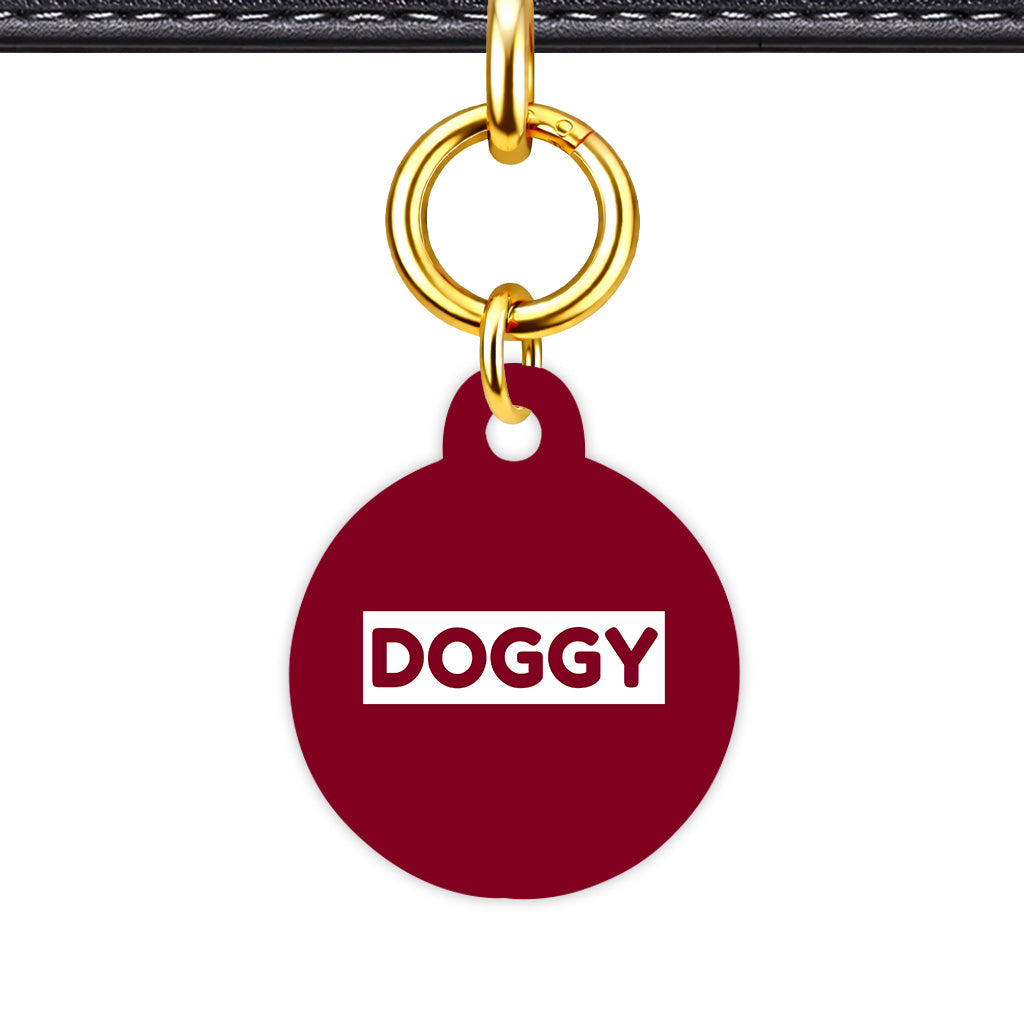 Burgundy & White Classic Pet ID Tag (Dog Tag & Cat Tag) - Image 3 | Dogsy & Co