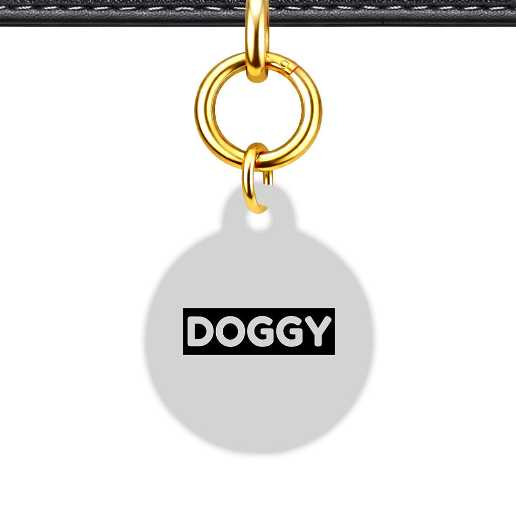 Light Grey & Black Circle Shape QR Smart Pet ID Tag - Front View
