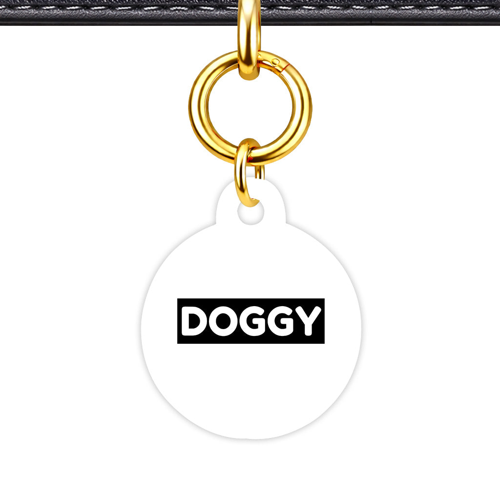 White & Black Circle Shape QR Smart Pet ID Tag - Front View
