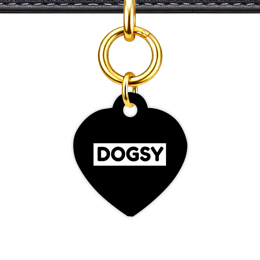 Black & White Heart Shape QR Smart Pet ID Tag - Front View