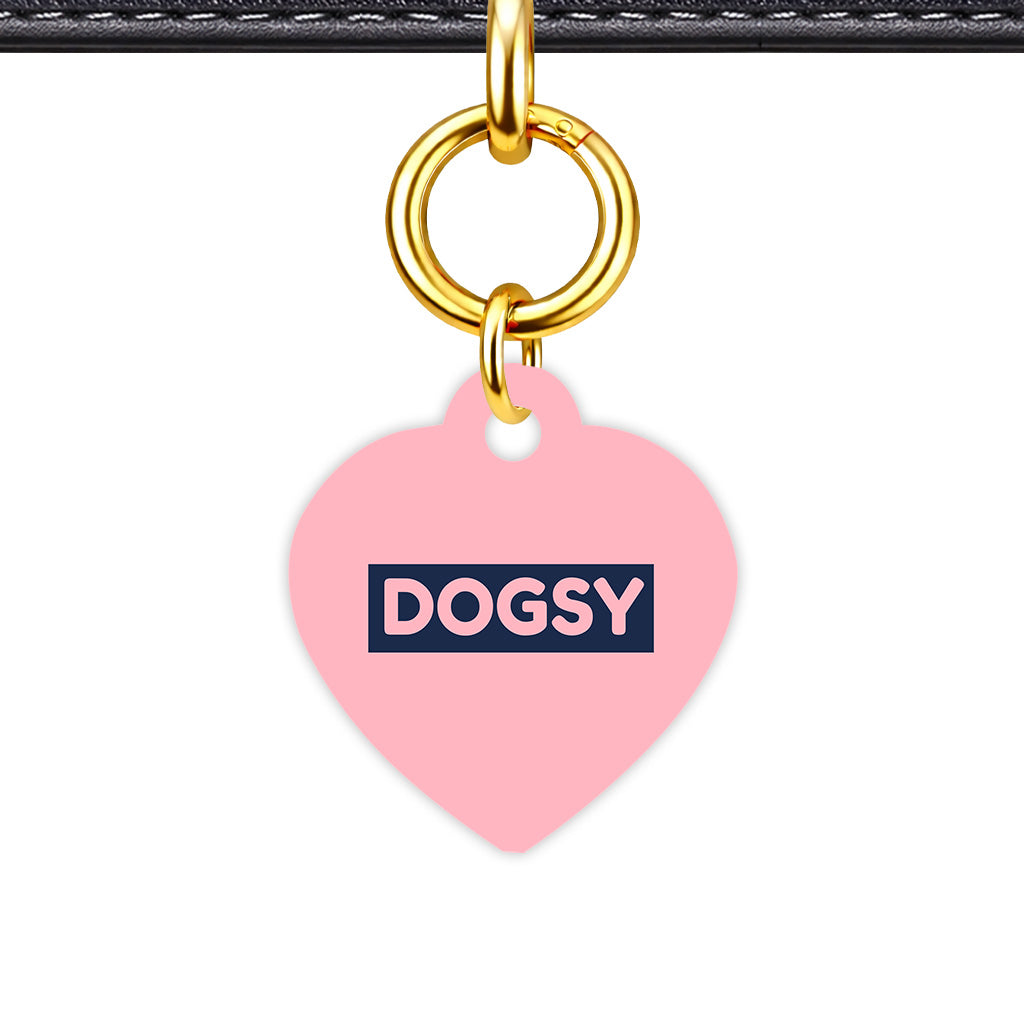 Blush & Navy Classic Pet ID Tag - Gold Heart