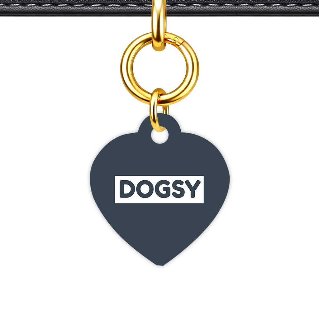 Charcoal & White Classic Pet ID Tag - Gold Heart