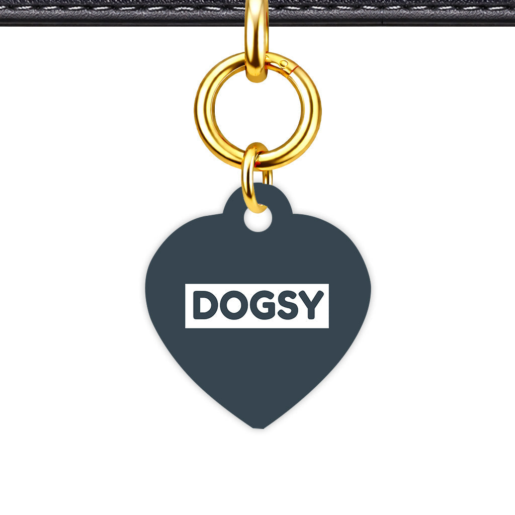 Charcoal & White Heart Shape QR Smart Pet ID Tag - Front View