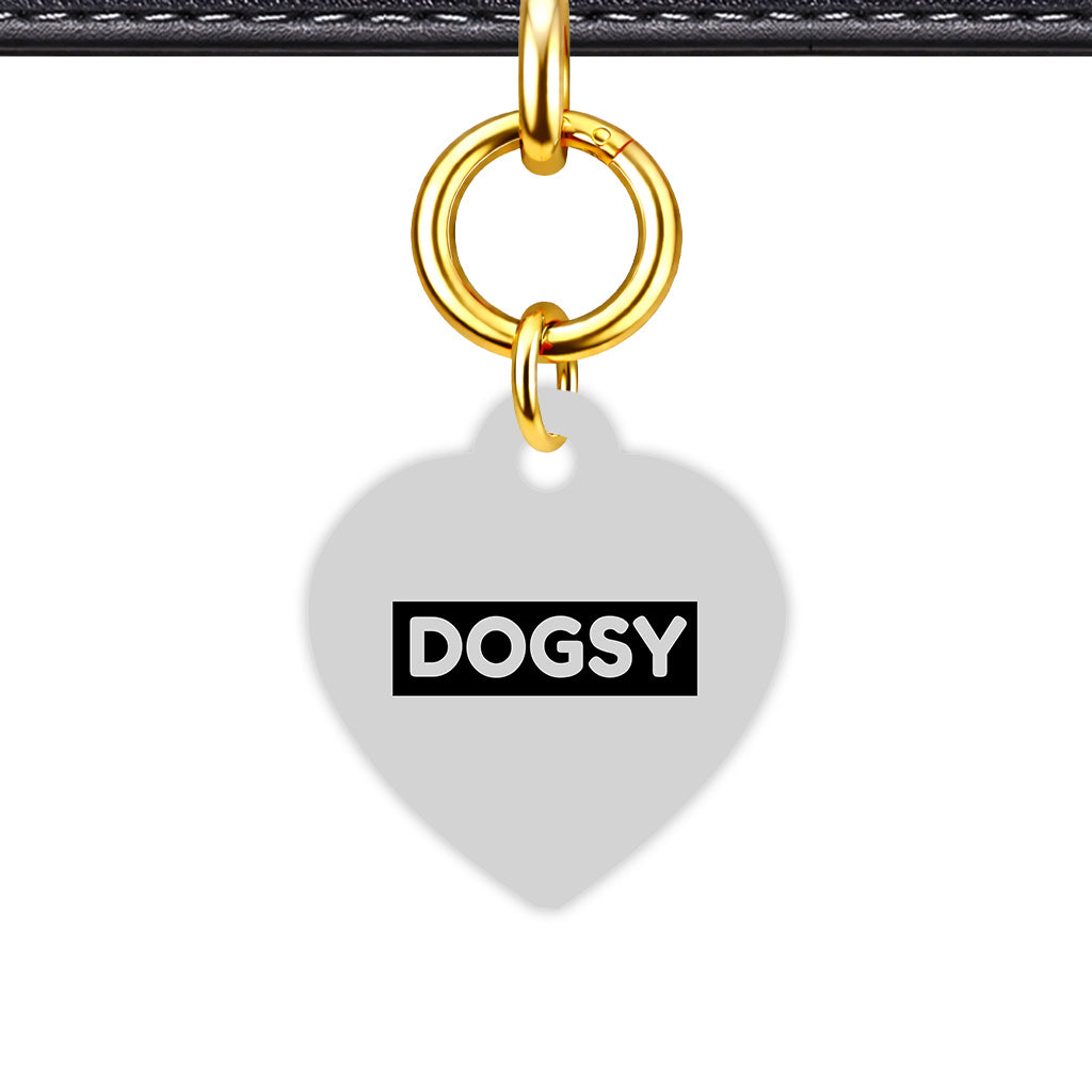 Light Grey & Black Heart Shape QR Smart Pet ID Tag - Front View