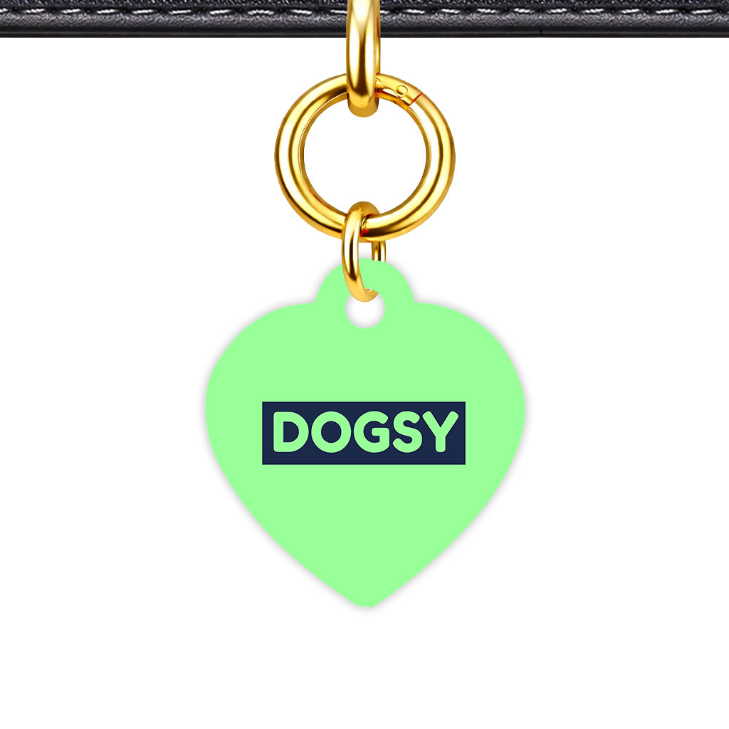 Mint & Navy Classic Pet ID Tag - Gold Heart