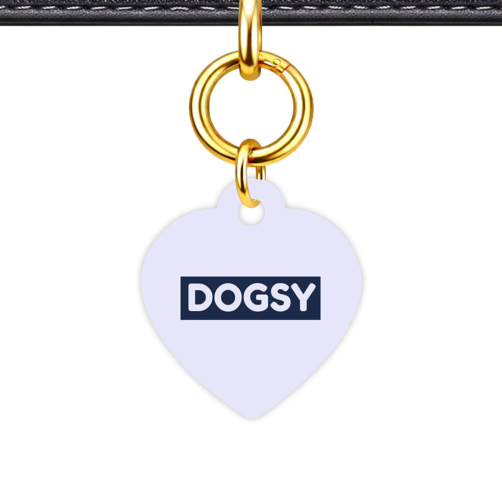 Pale Lavender & Navy Classic Pet ID Tag - Gold Heart