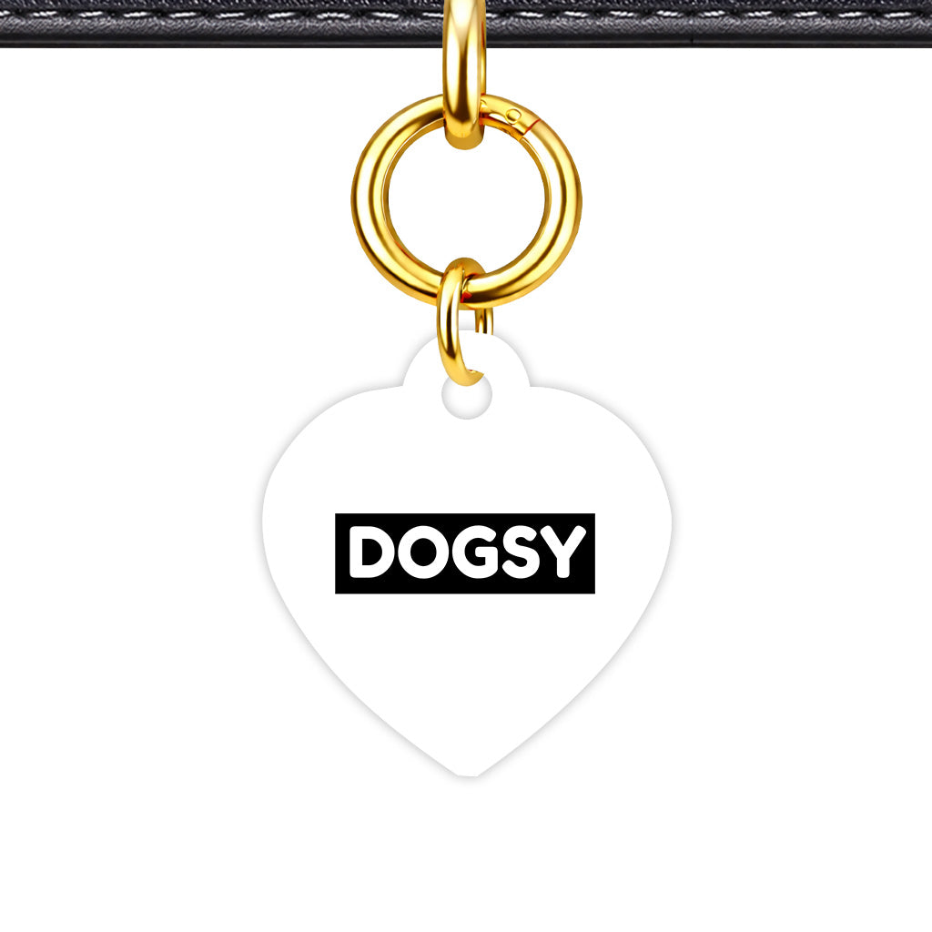 White & Black Heart Shape QR Smart Pet ID Tag - Front View