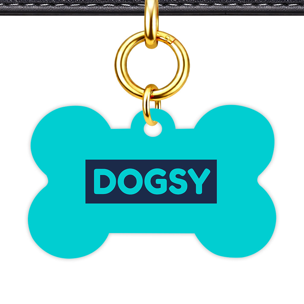 Aqua & Navy Classic Pet ID Tag (Dog Tag & Cat Tag) - Image 2 | Dogsy & Co