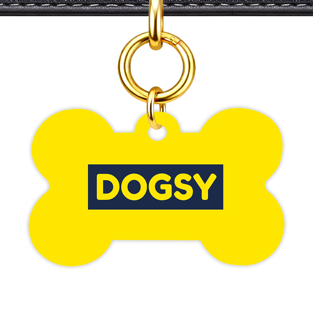 Bright Yellow & Navy Classic Pet ID Tag (Dog Tag & Cat Tag) - Image 2 | Dogsy & Co