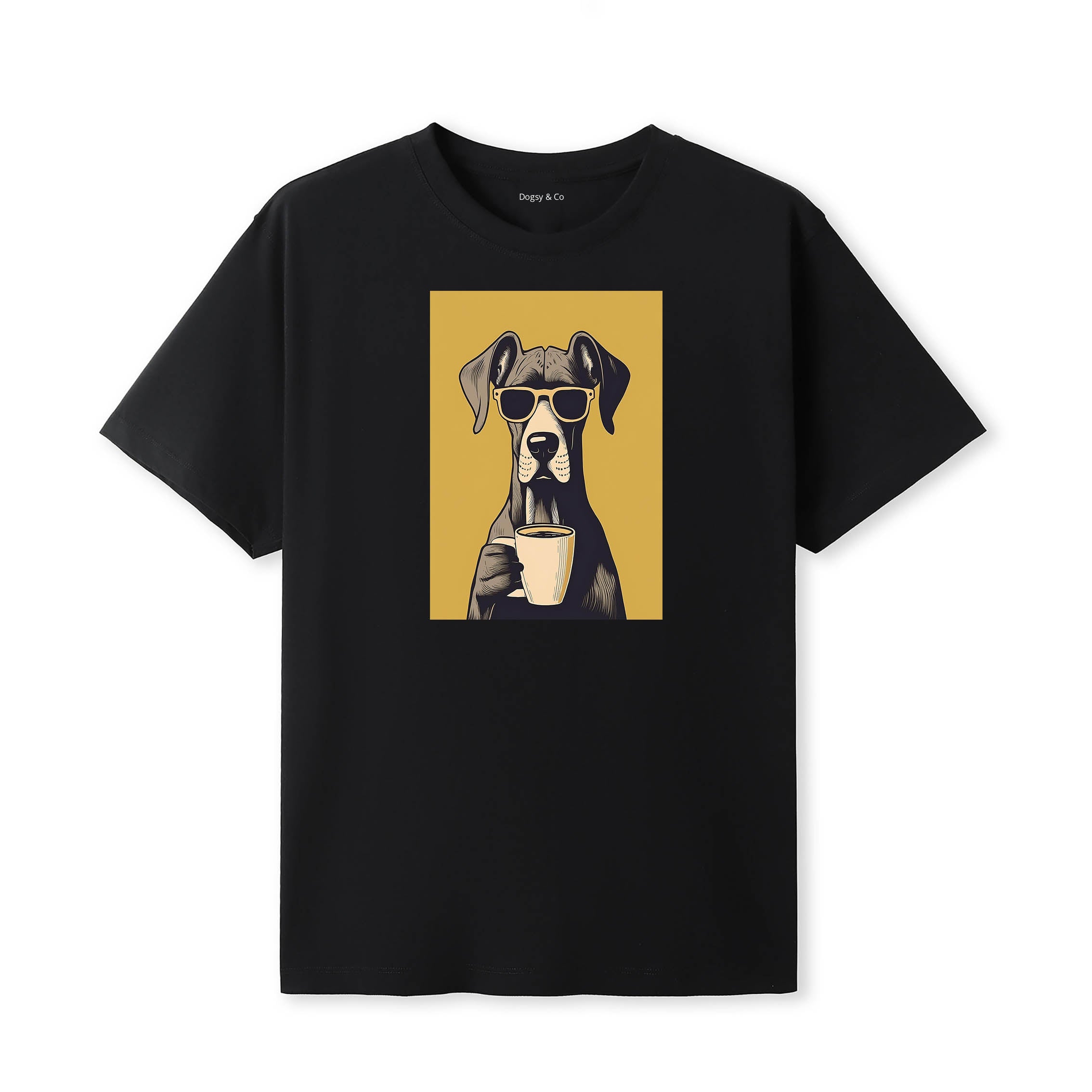 Great Dane Coffee Dog T-Shirt Black