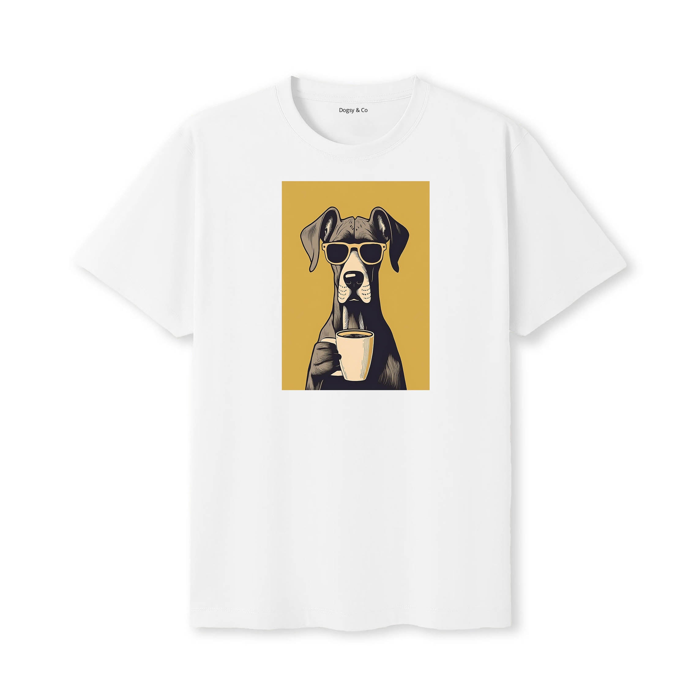 Great Dane Coffee Dog T-Shirt White