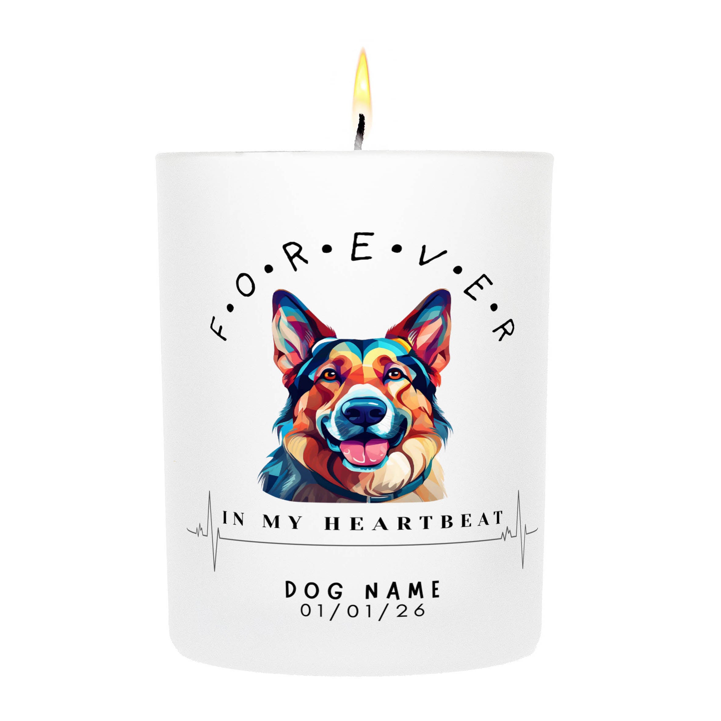 German Shepherd – Forever in My Heartbeat Custom Candle