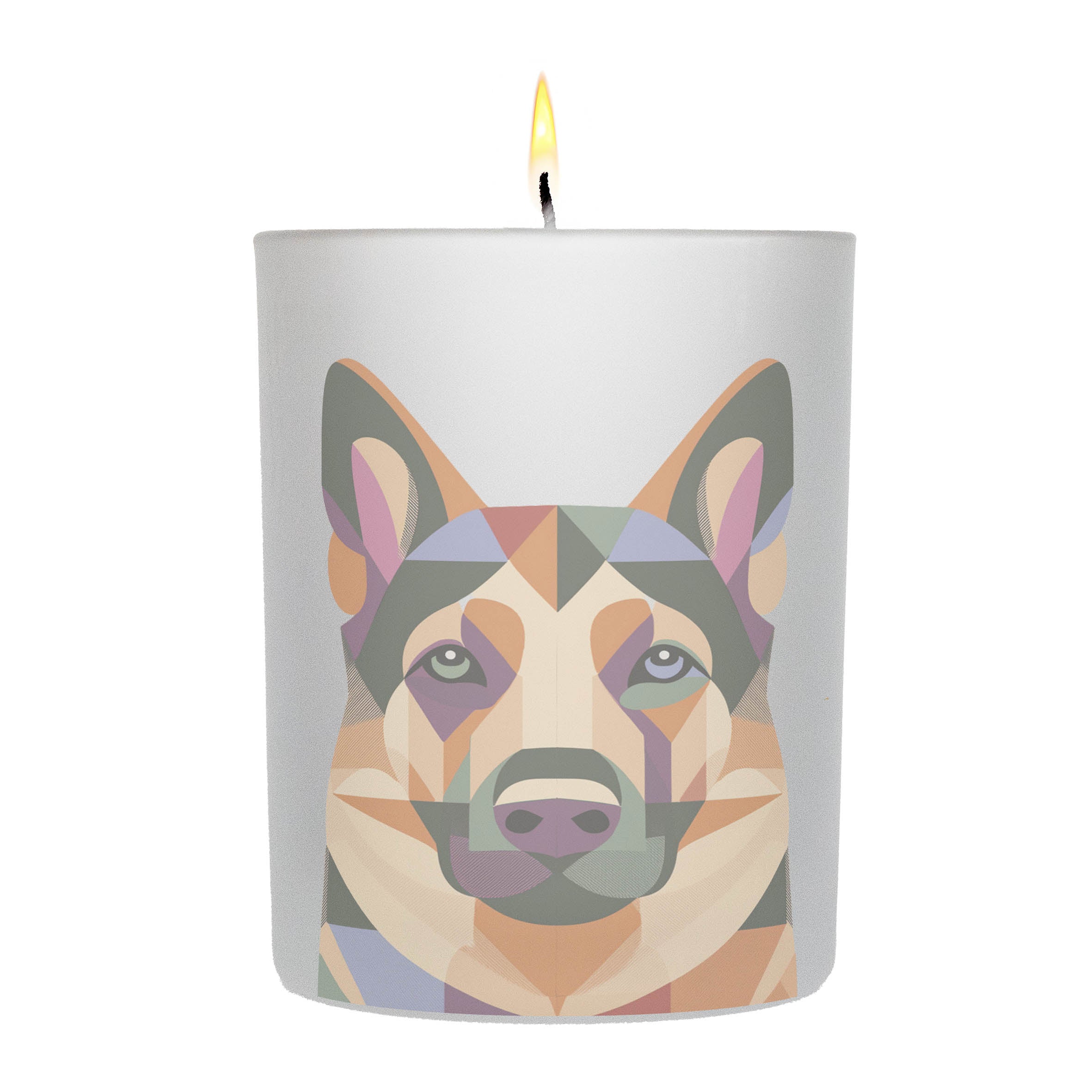German Shepherd Graphic Retro Chic Frosted Candle