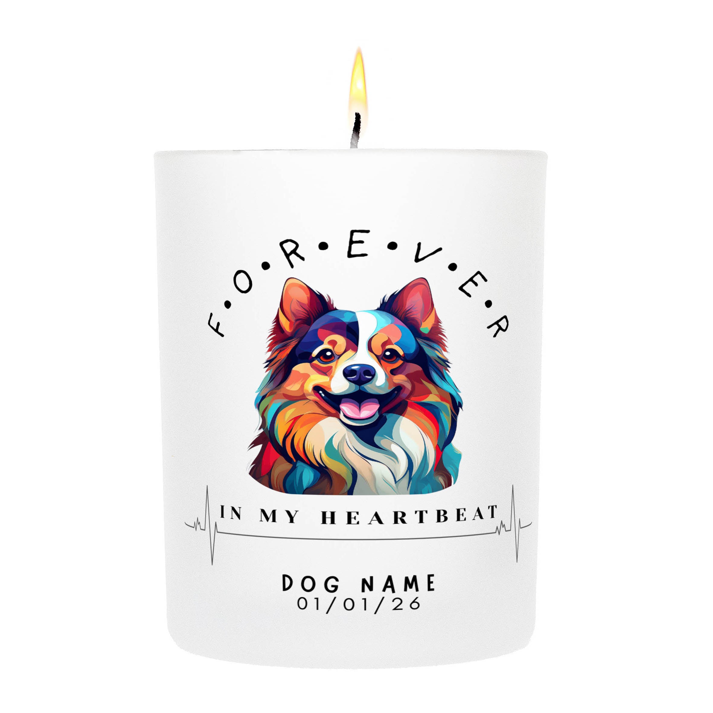 German Spitz – Forever in My Heartbeat Custom Candle