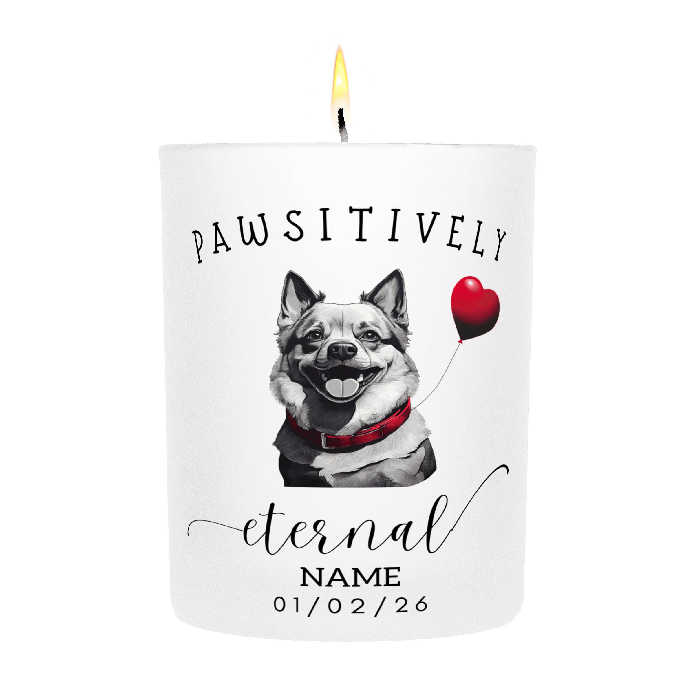 German Spitz In Memory Custom Pawsitively Eternal Candle White