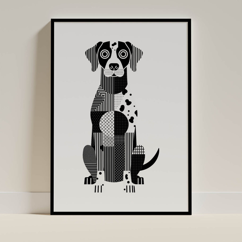 German Pointer Geometric Line Art Print - Framed Mockup