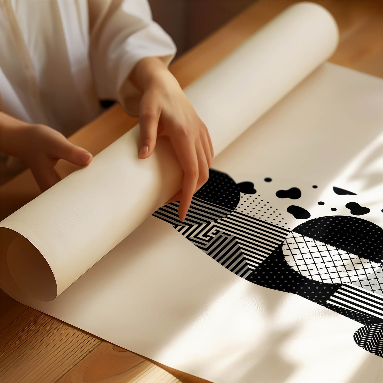 German Pointer Geometric Line Art Print - Framed Mockup