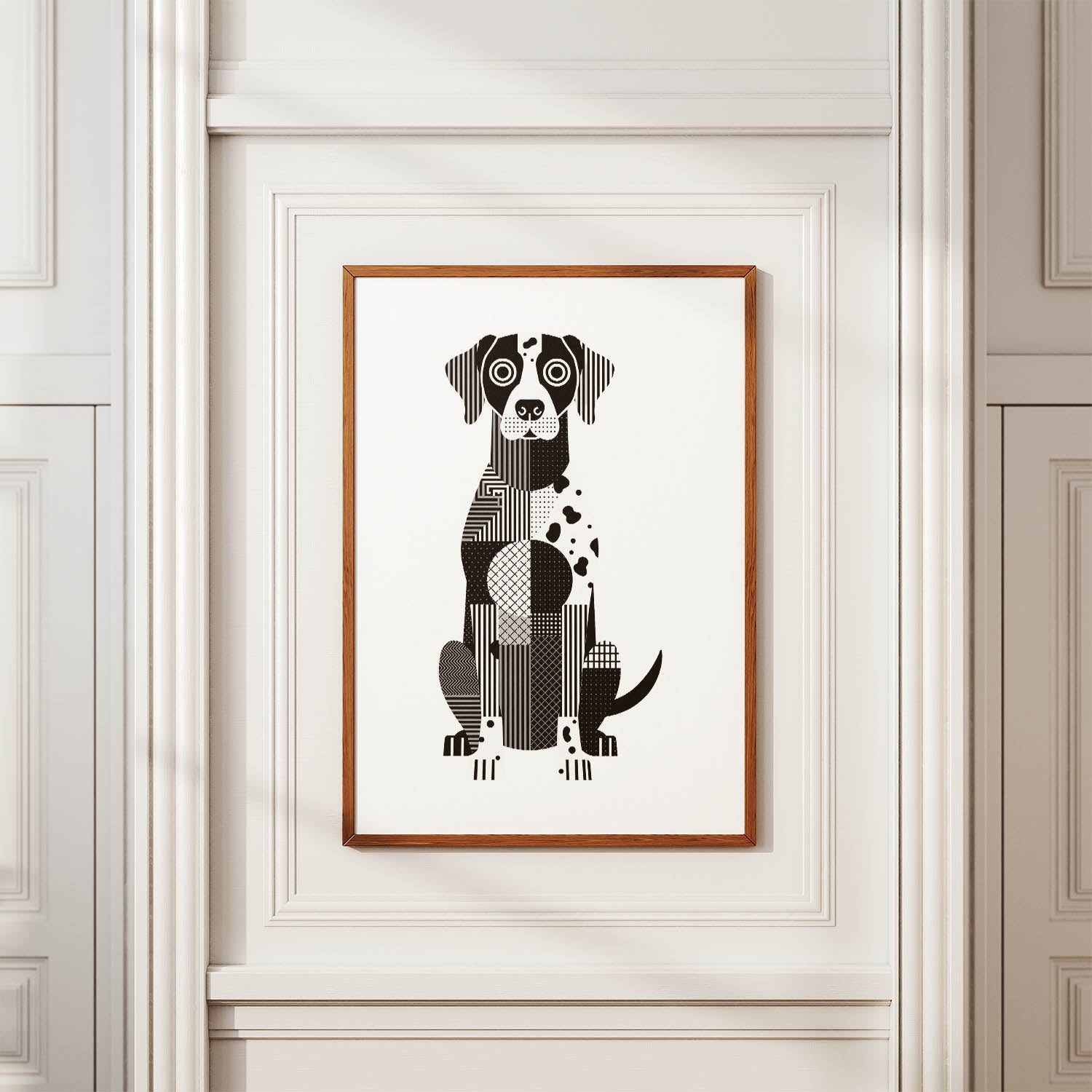German Pointer Geometric Line Art Print - Framed Mockup