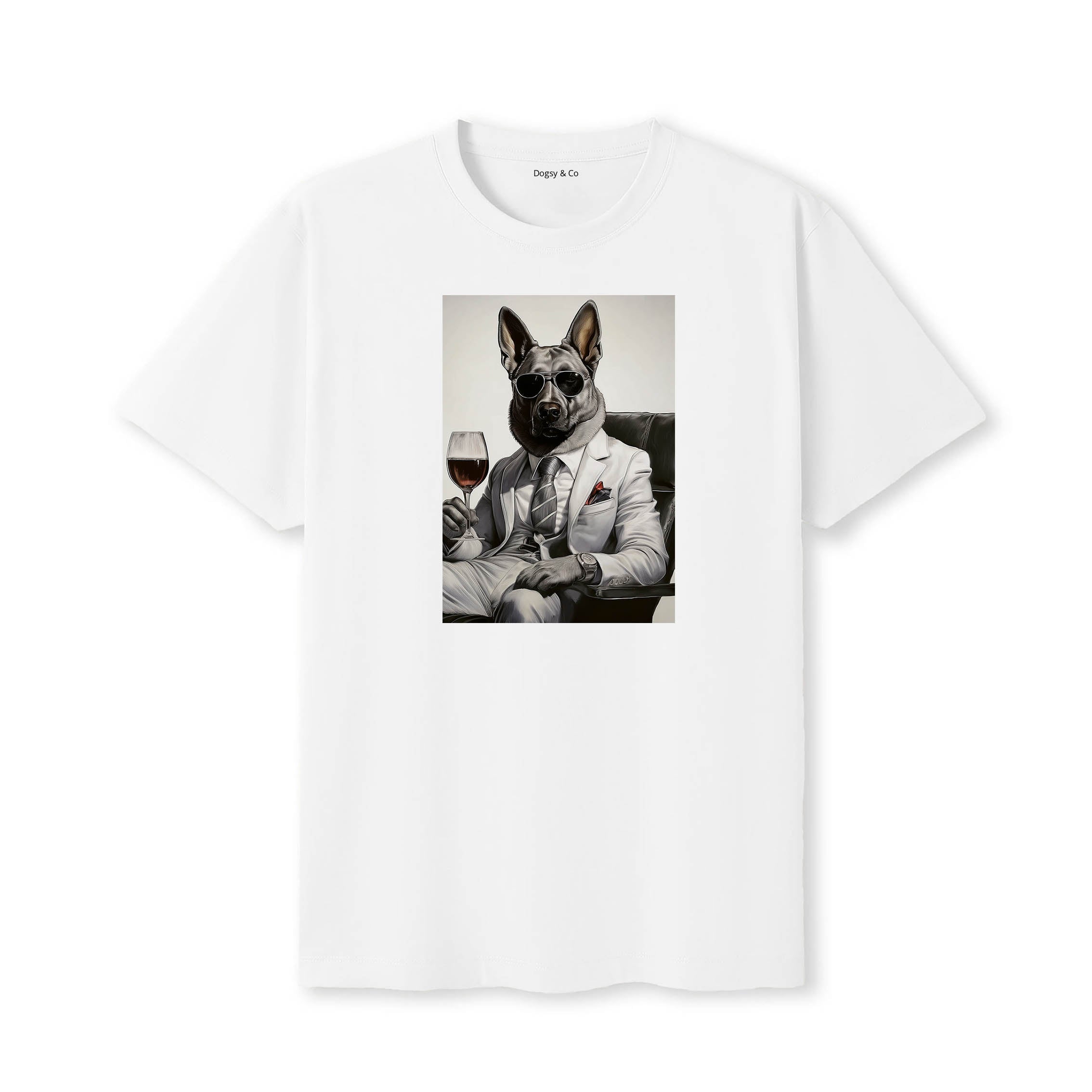 German Shepherd distinguished gentleman dog t-shirt - white