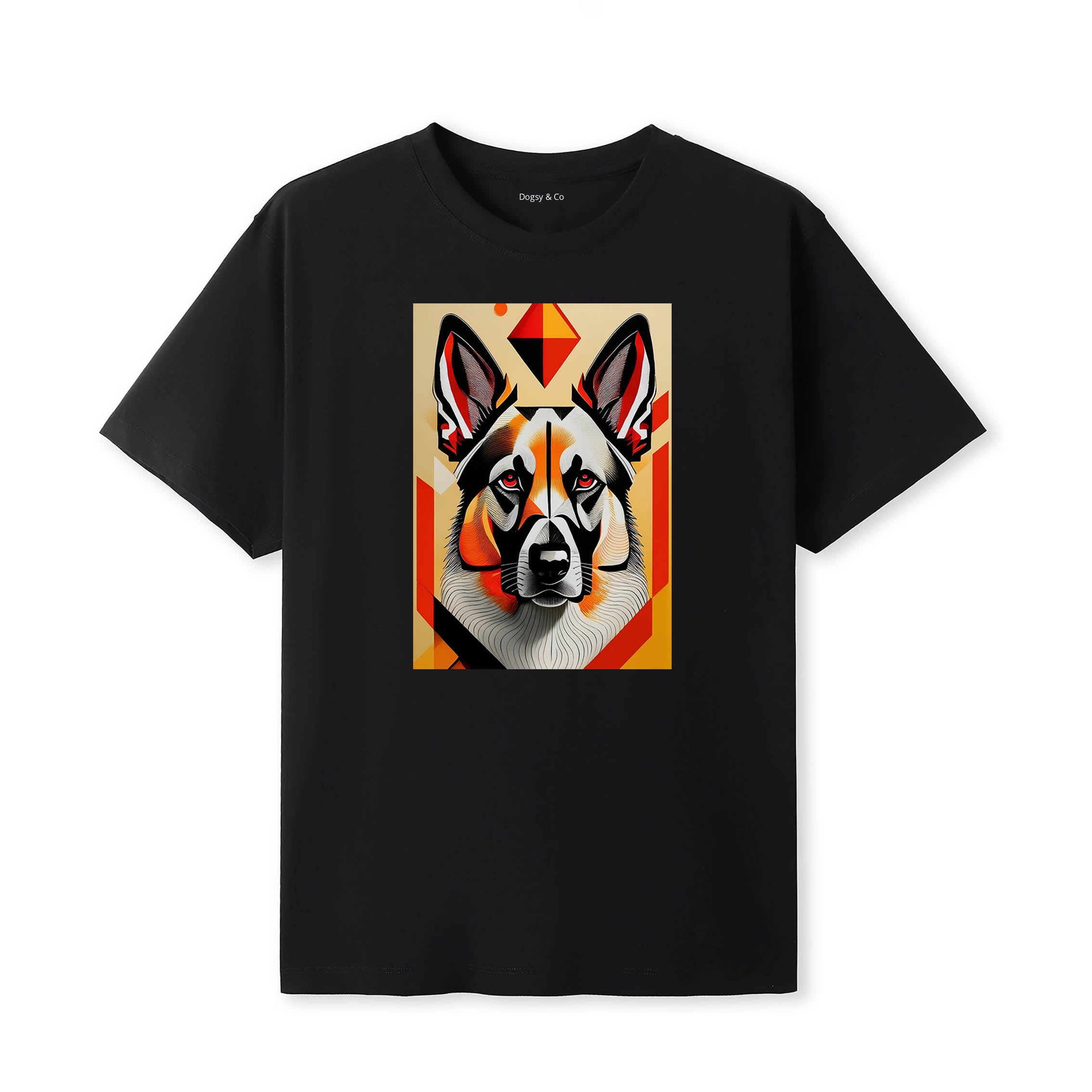 German Shepherd Retro Geo Orange Dog T-Shirt | Dogsy & Co