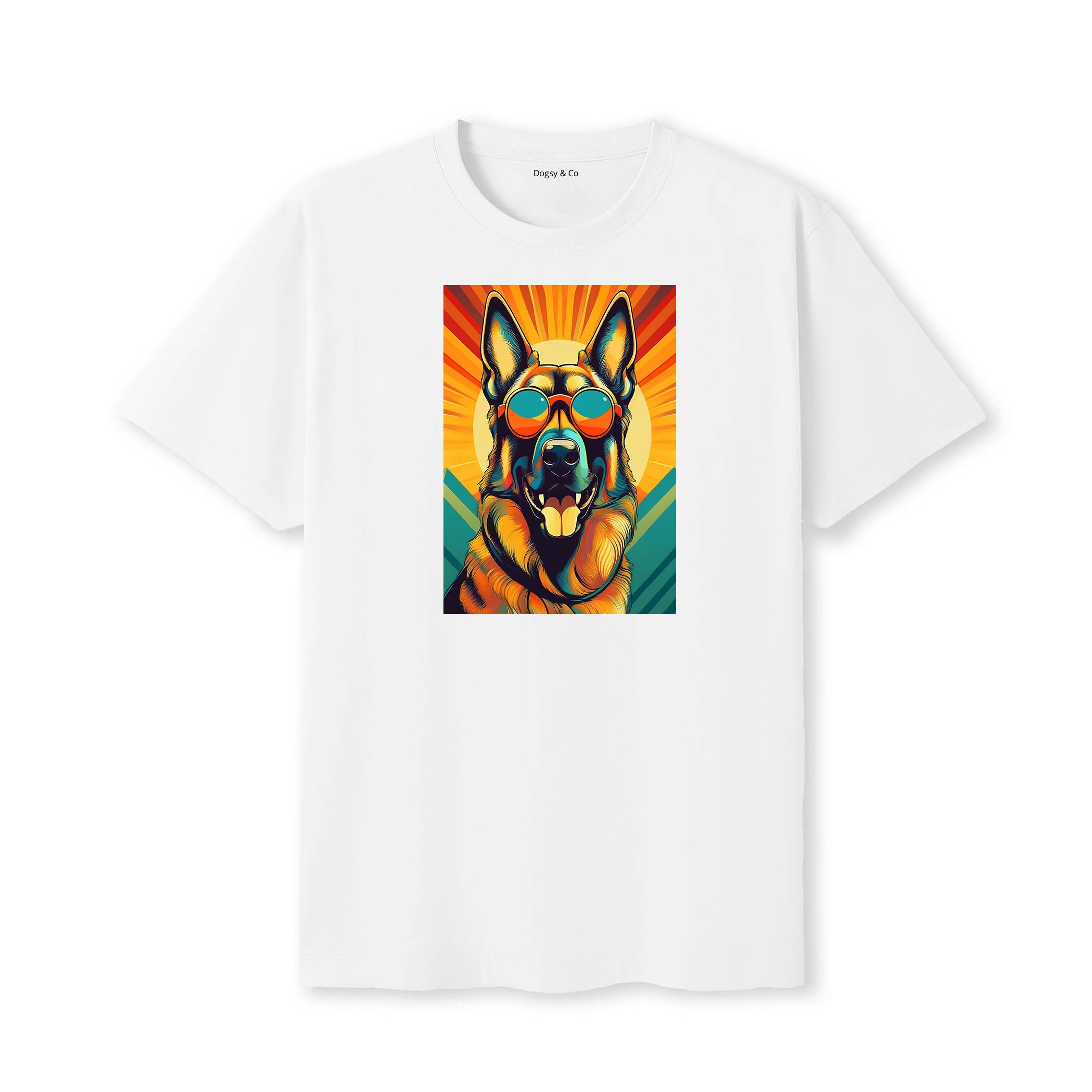 German Shepherd Sunnies Dog T-Shirt V1 White
