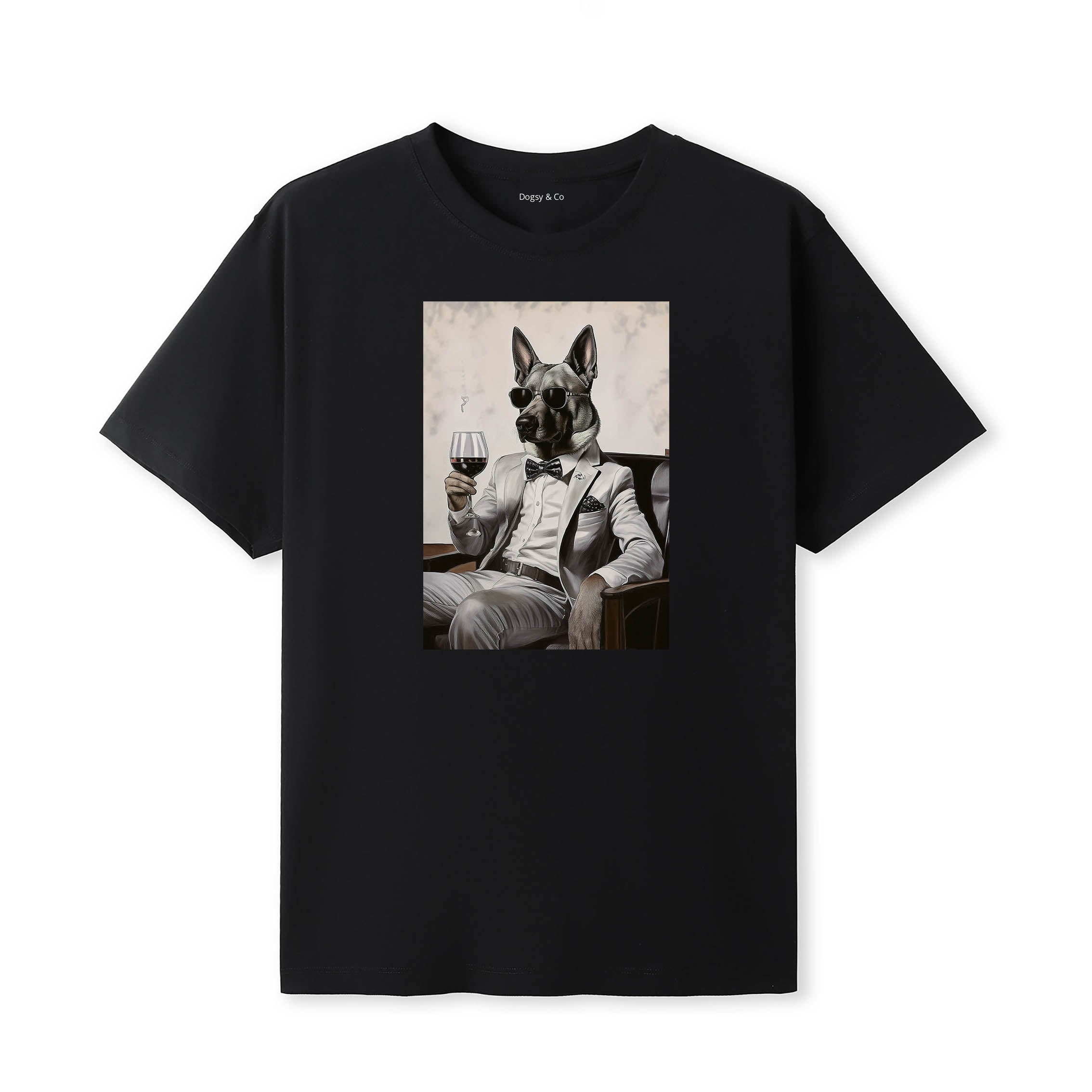 German Shepherd distinguished gentleman dog t-shirt - black