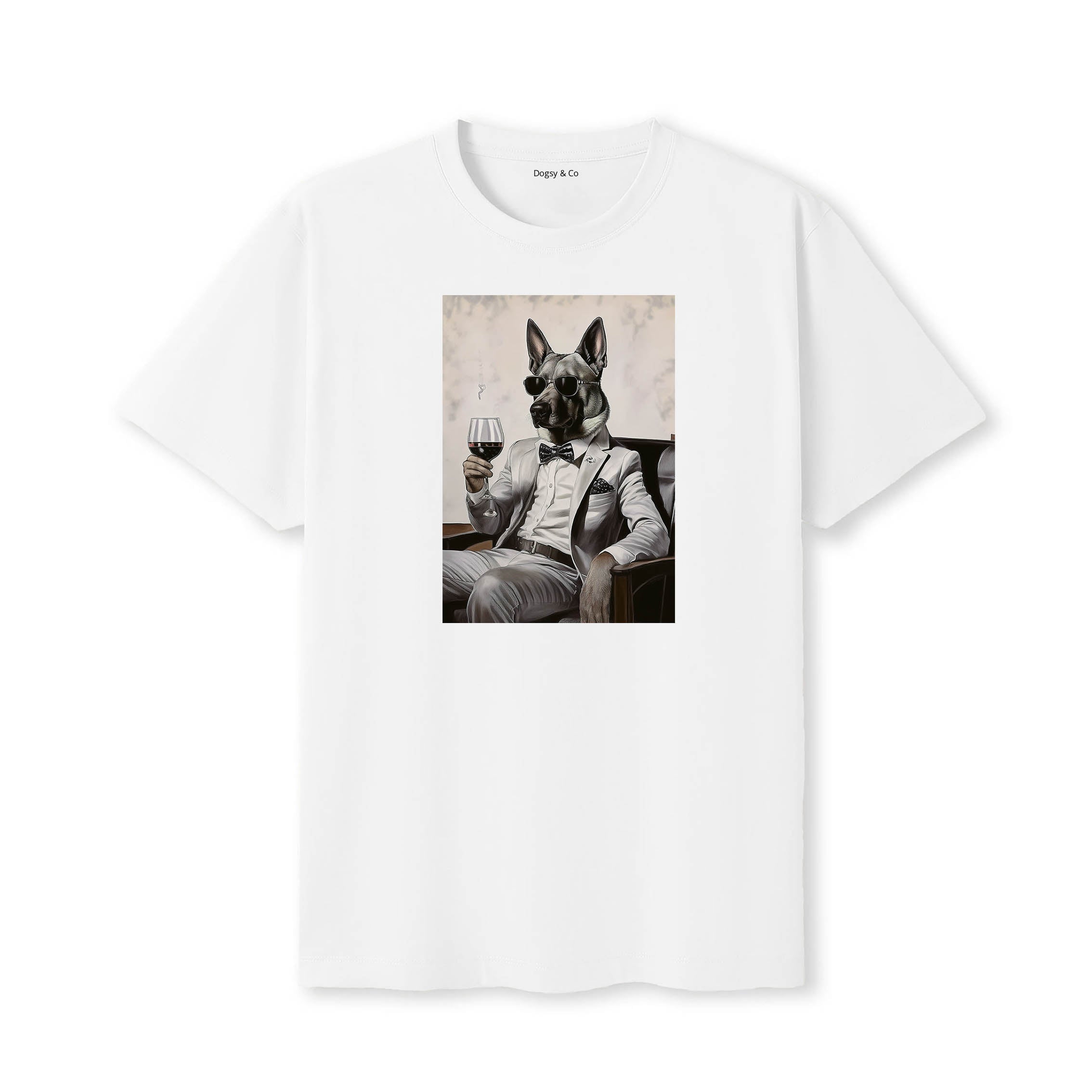 German Shepherd distinguished gentleman dog t-shirt - white