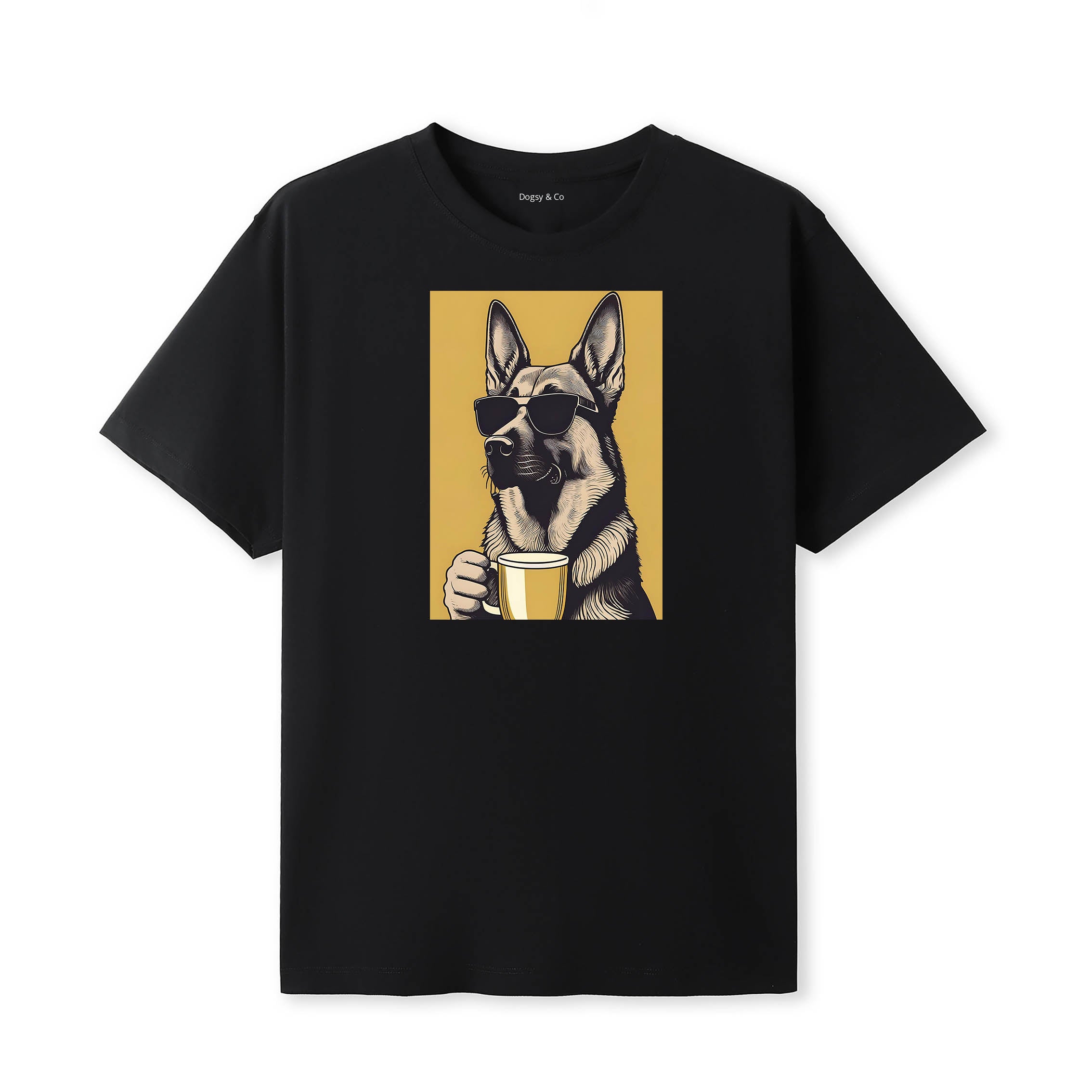 German Shepherd Coffee Dog T-Shirt Black