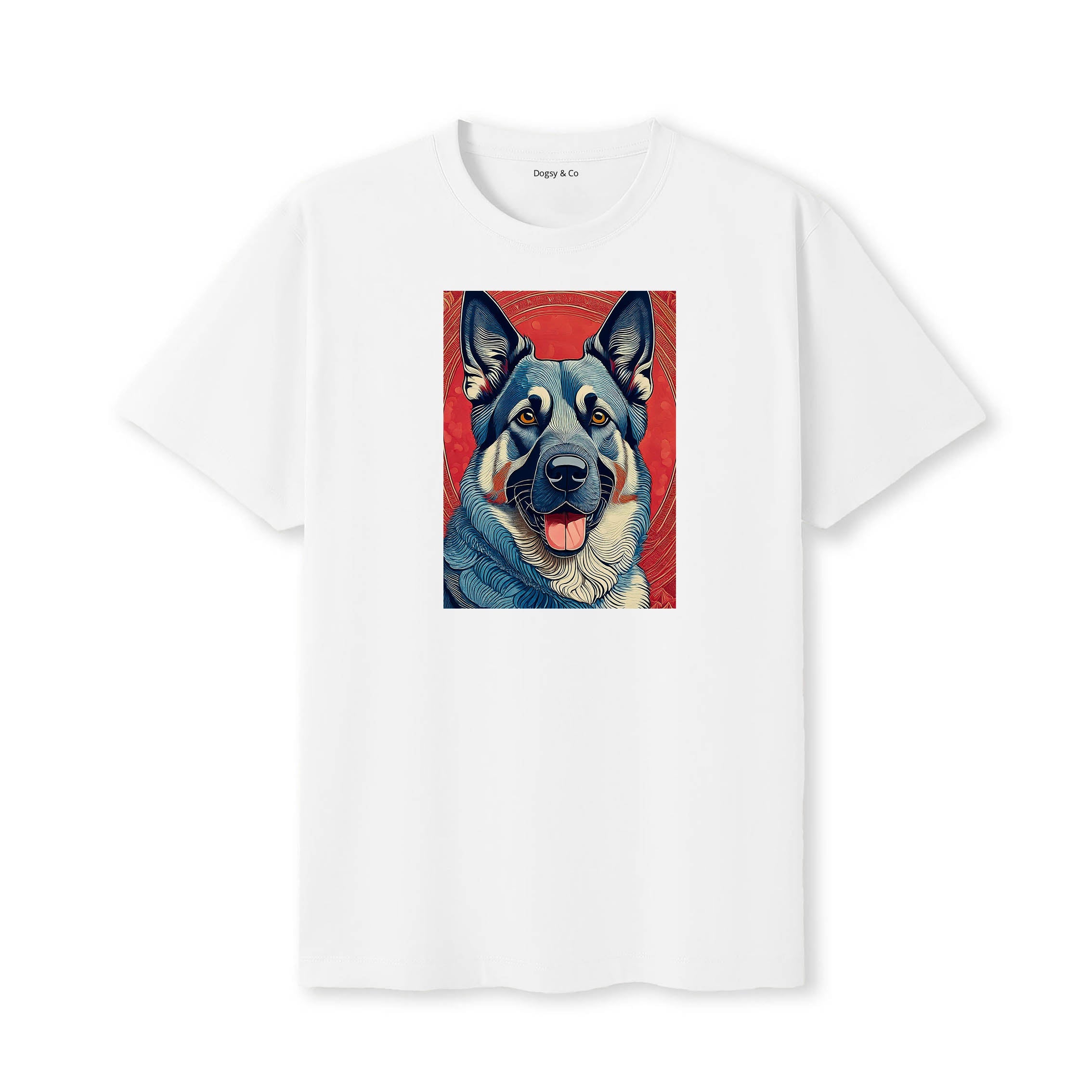 German Shepherd Hokusai Dog Portrait T-Shirt White